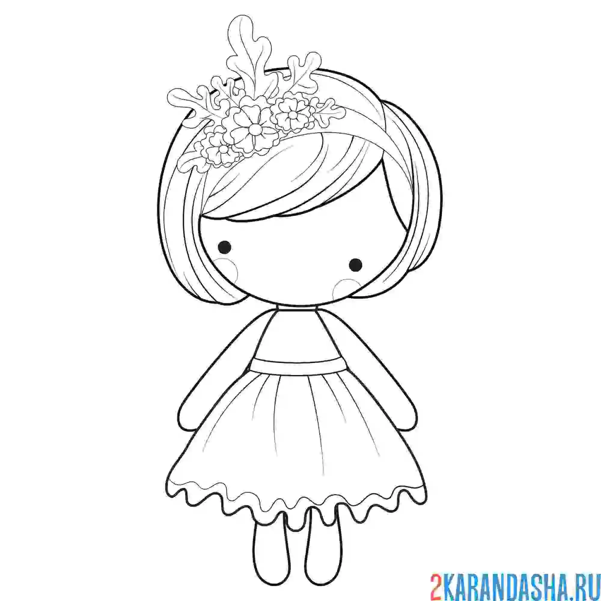 Раскраска маленькая кукла