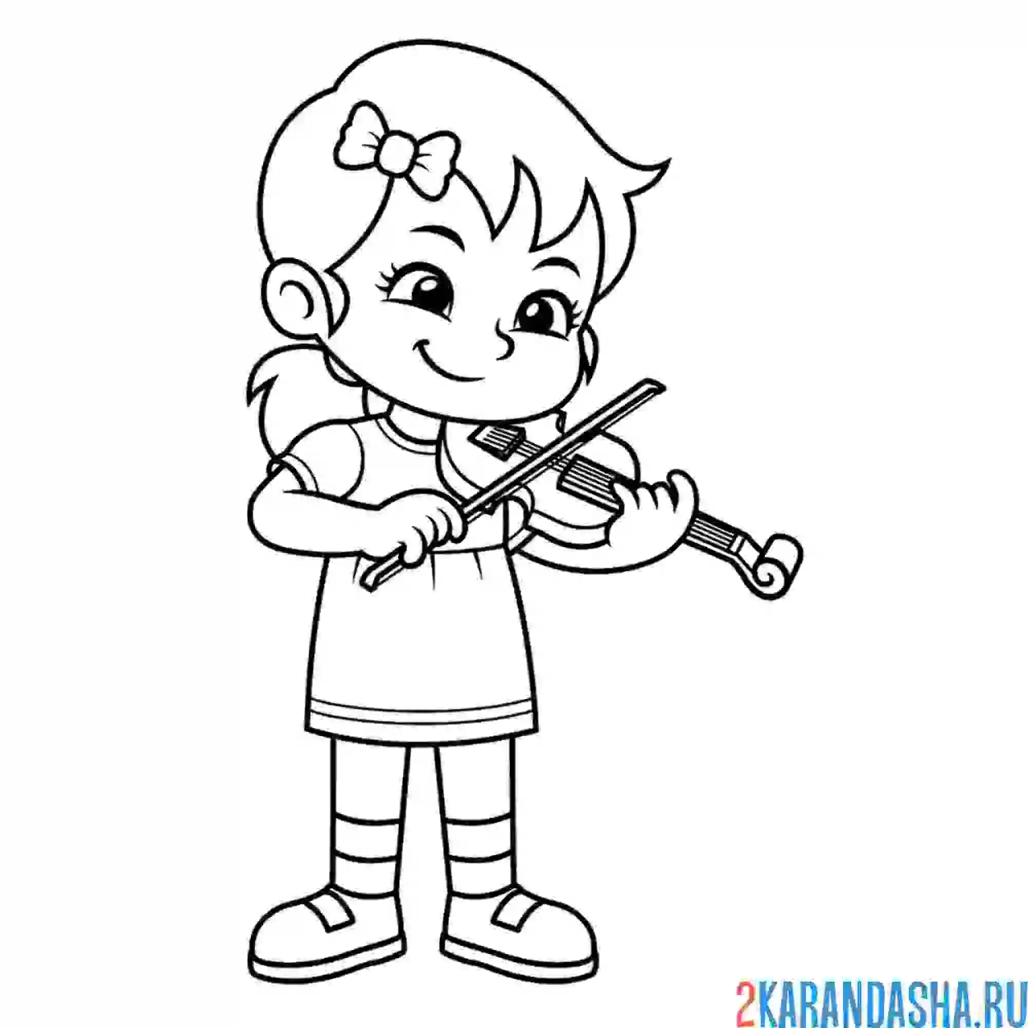 Раскраска девочка играет на скрипке