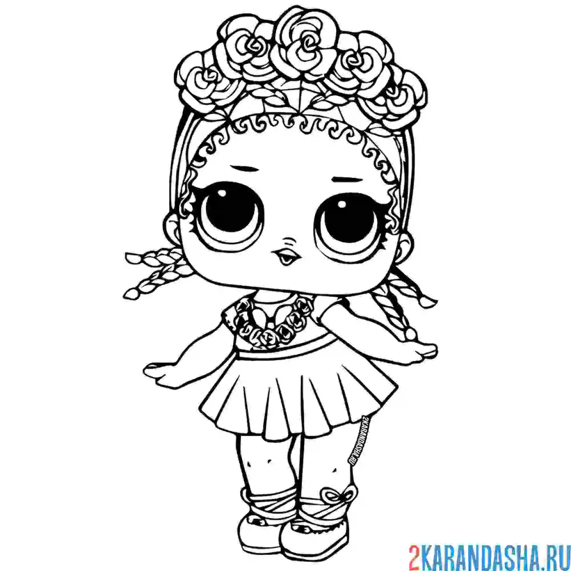 Раскраска лол кокос (coconut q.t.) с цветами на голове