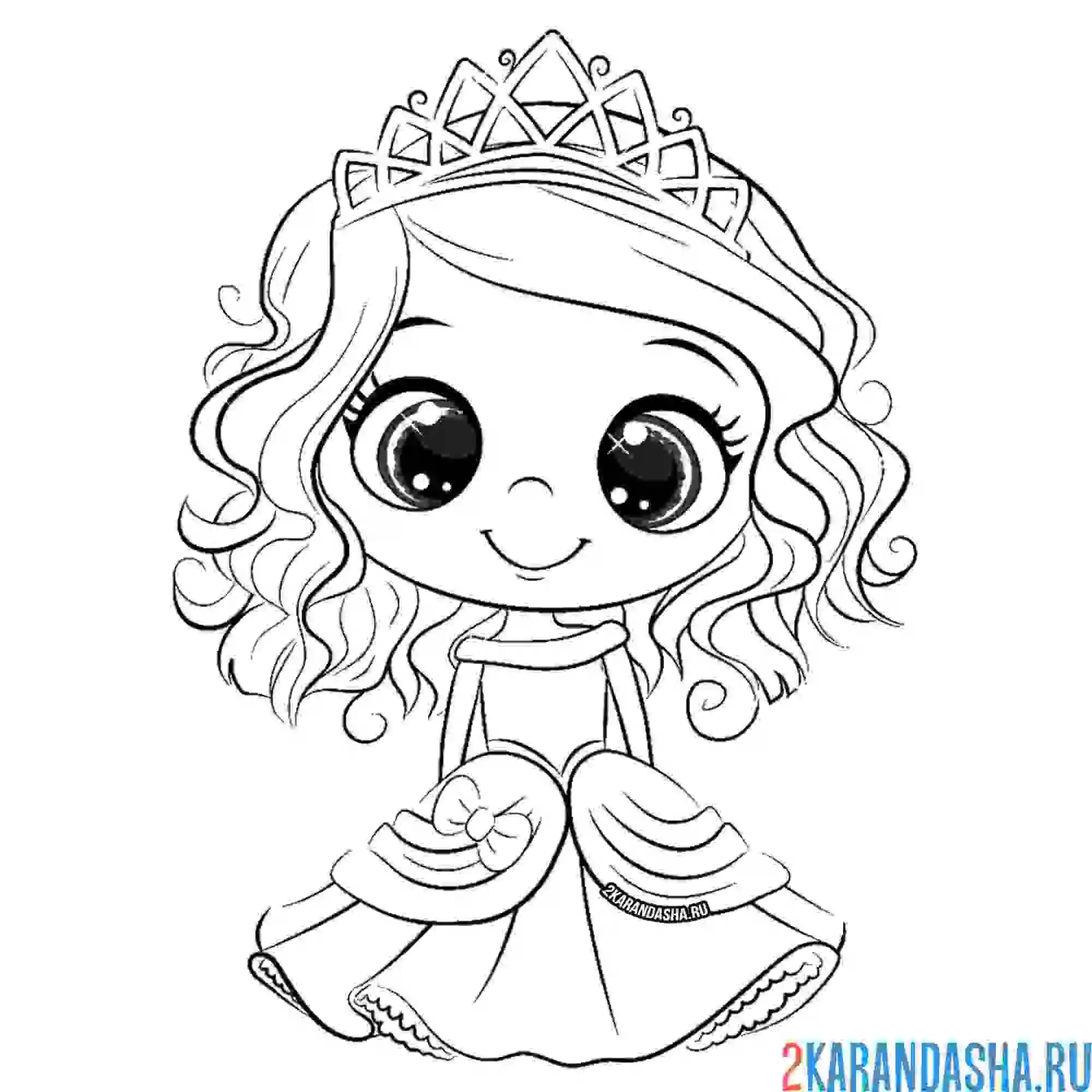 Раскраска милая принцесса в короне