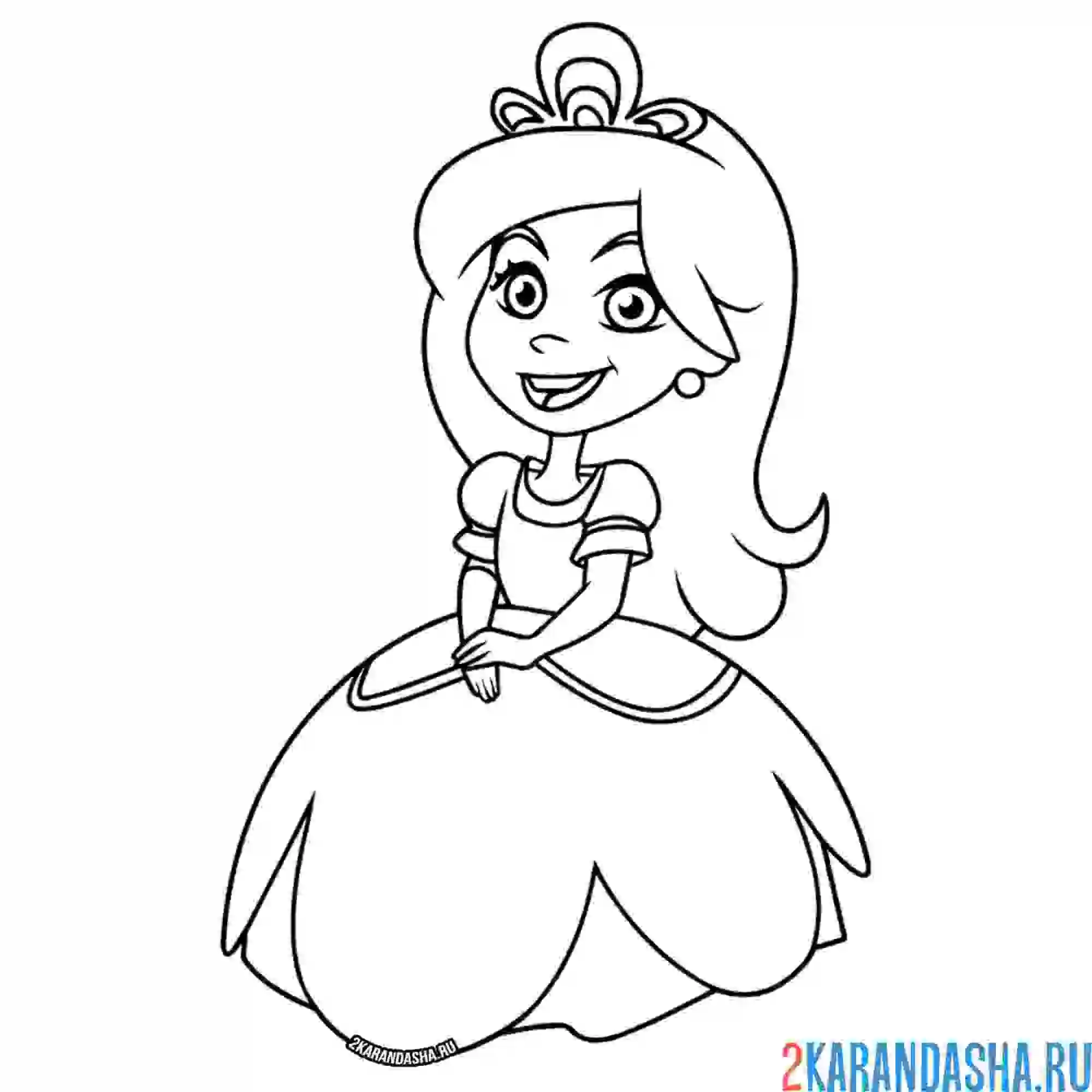 Раскраска мультяшная принцесса