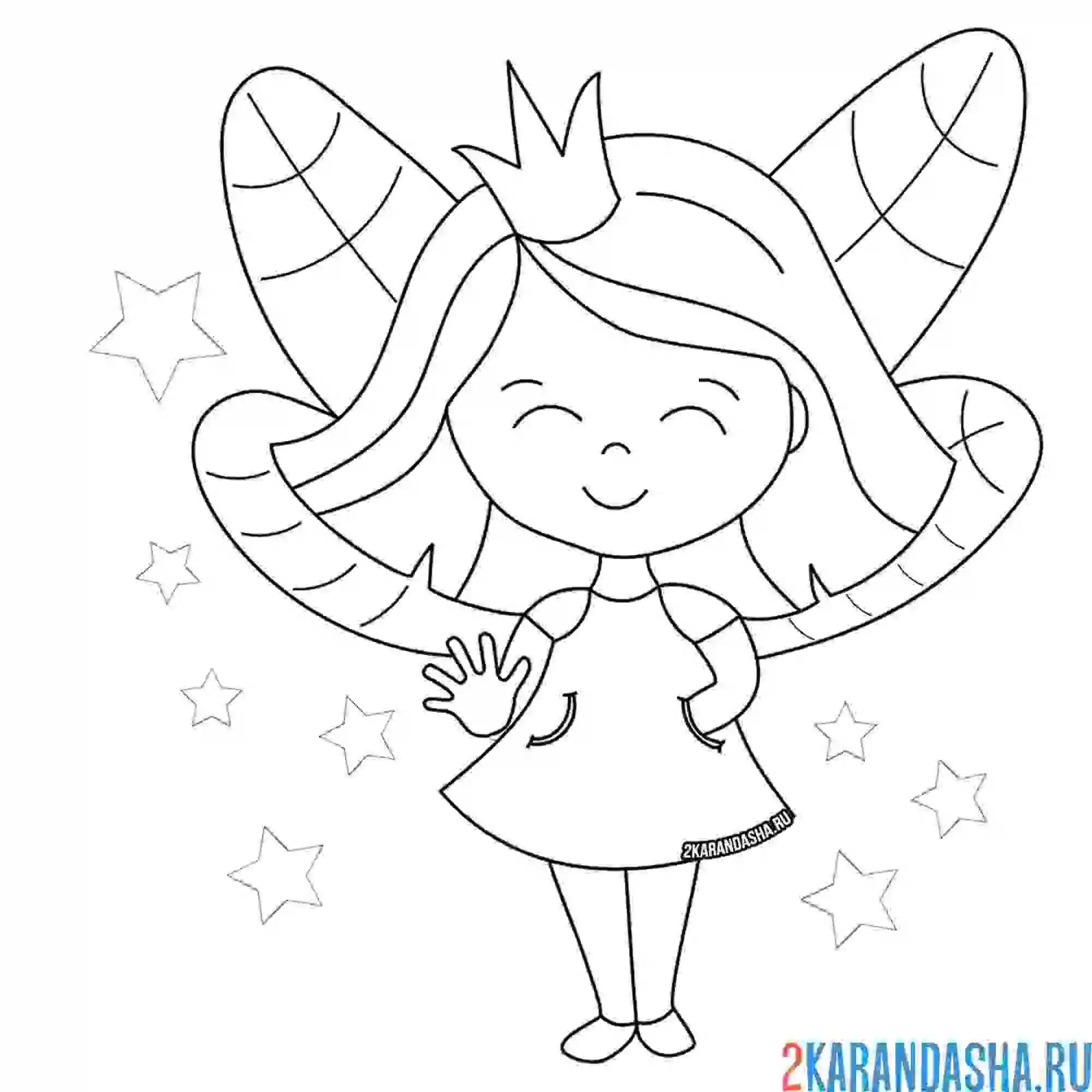 Раскраска маленькая фея принцесса