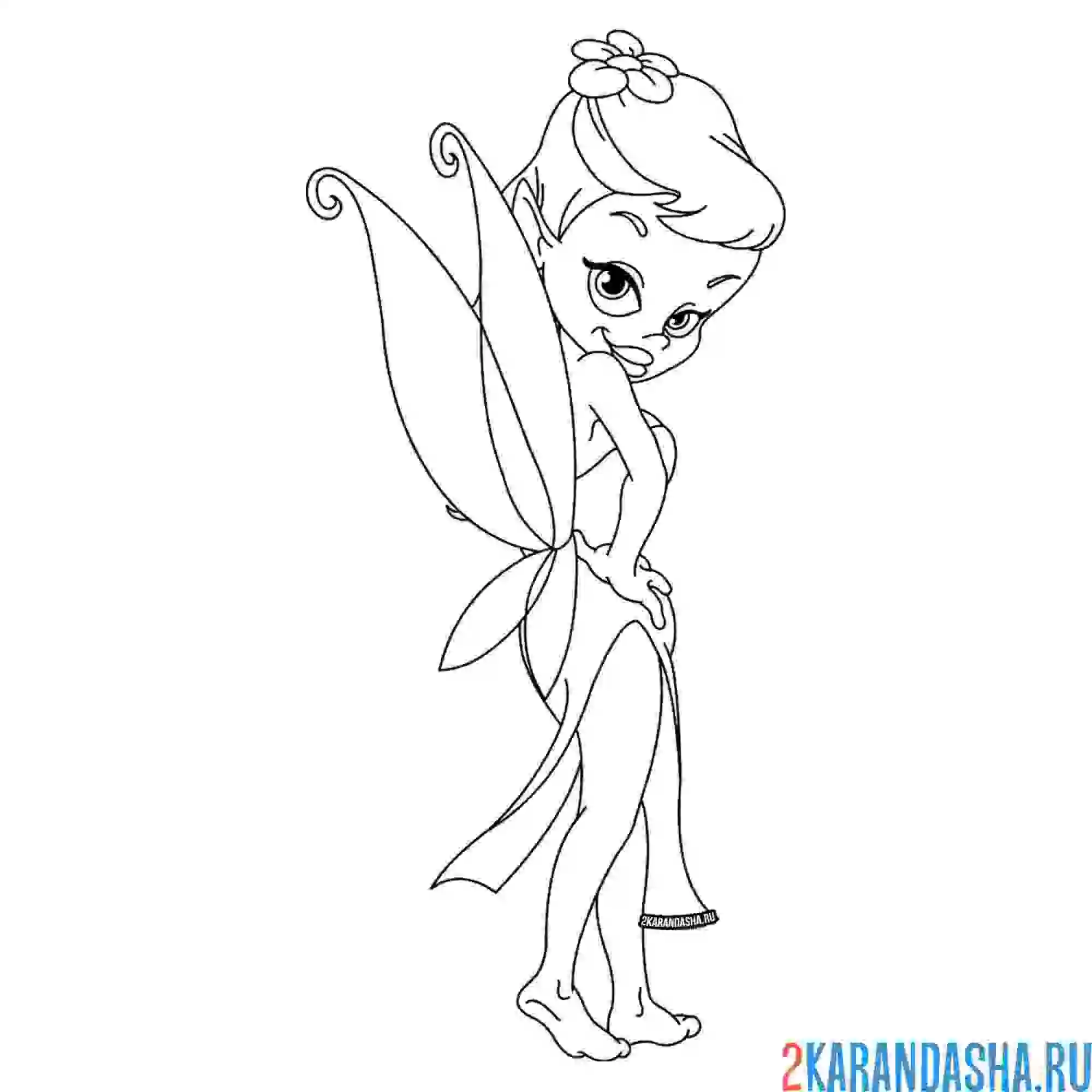 Раскраска фея в платье