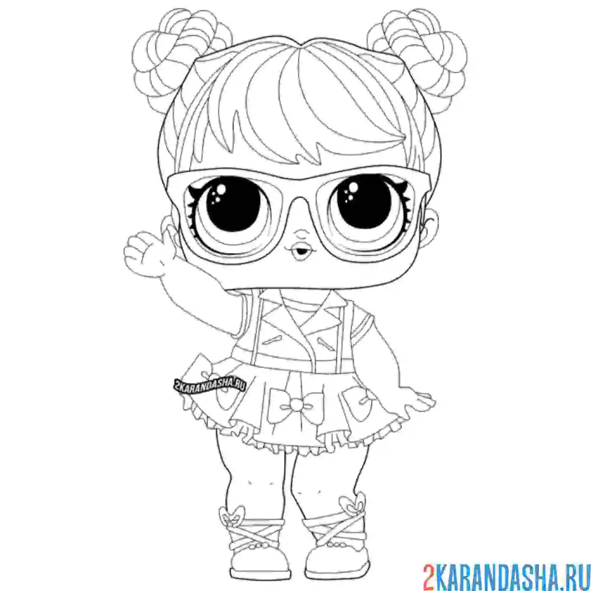 Раскраска кукла лол в очках добрый бон (bon bon)