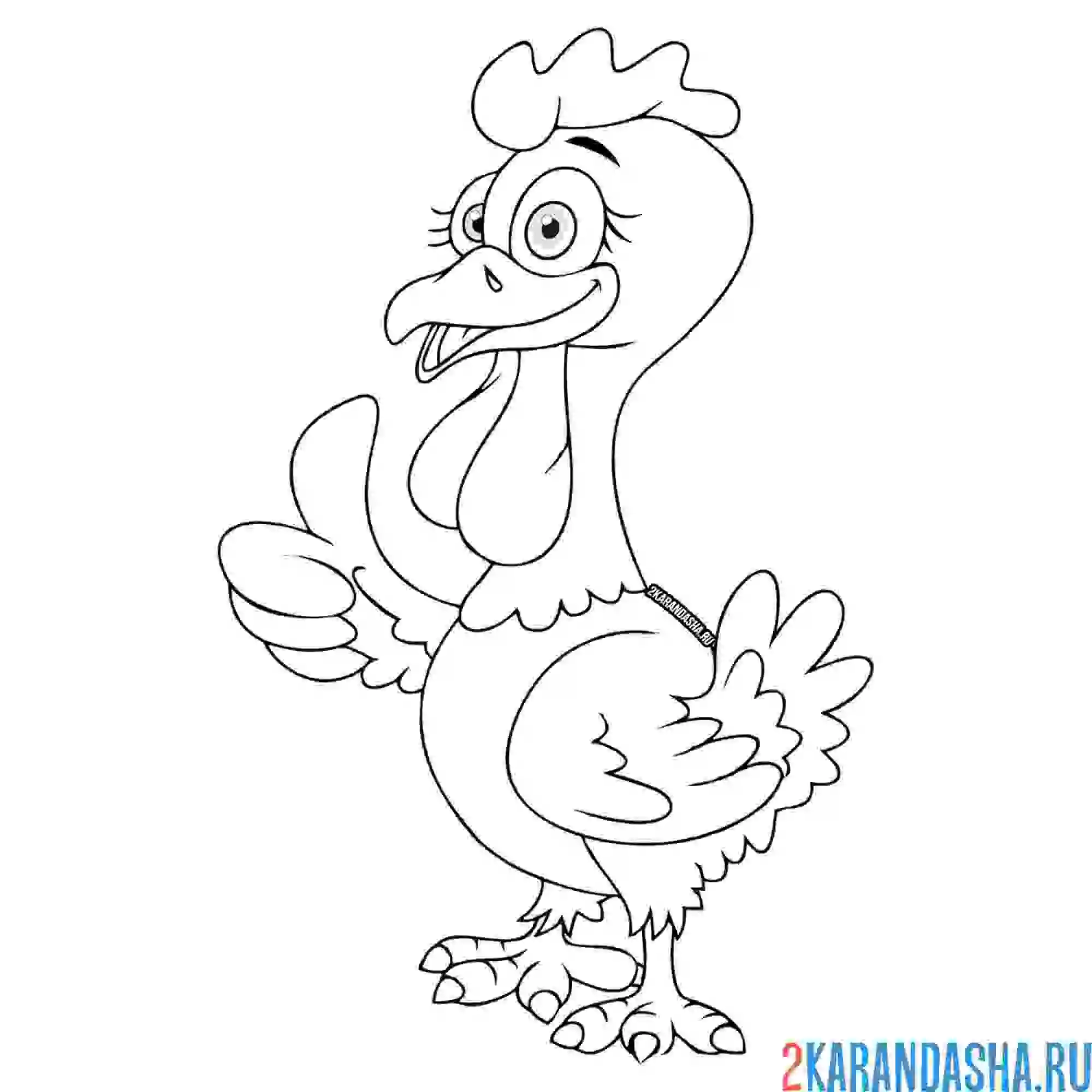 Раскраска смешная курица