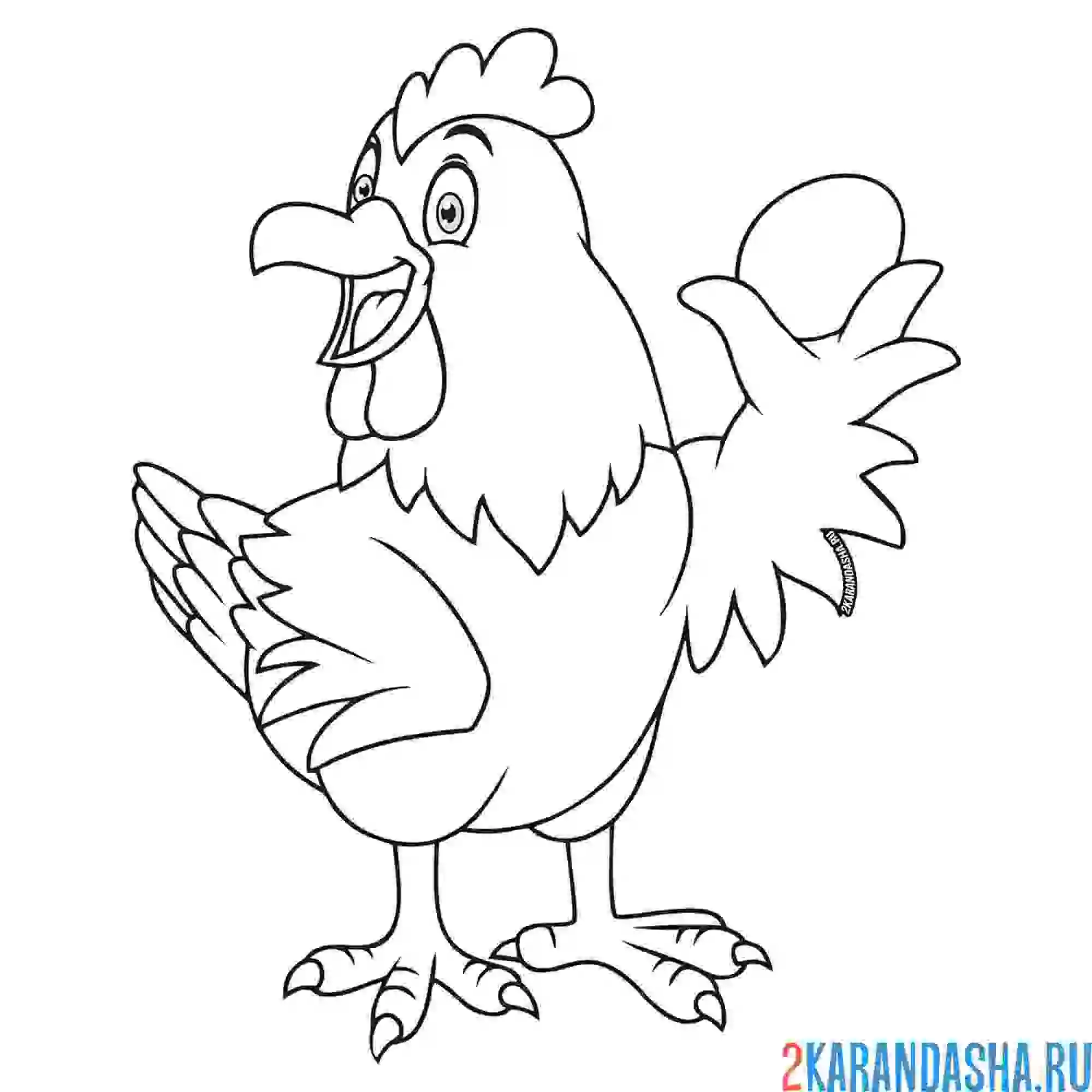 Раскраска курица с яйцом