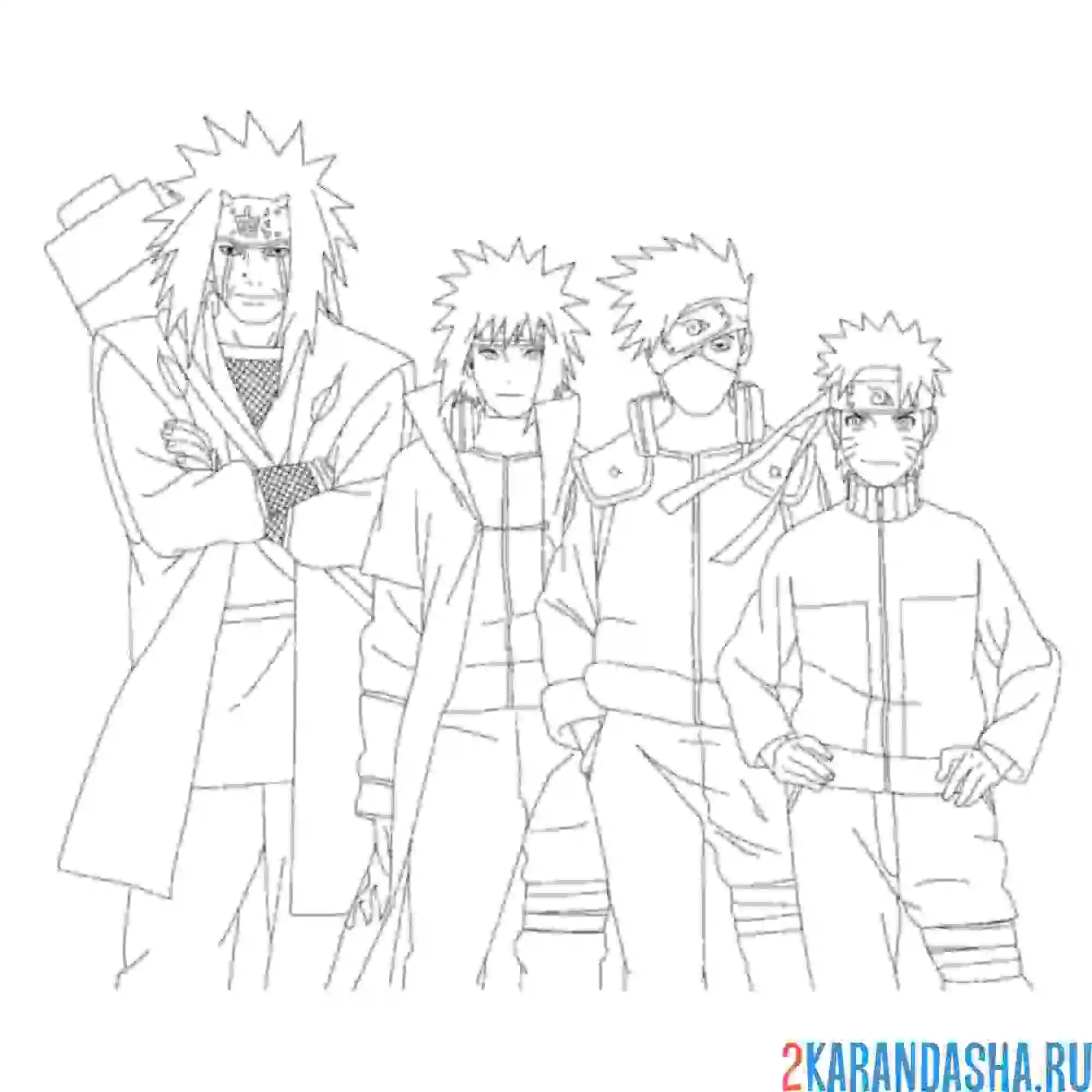 Раскраска наруто и его команда