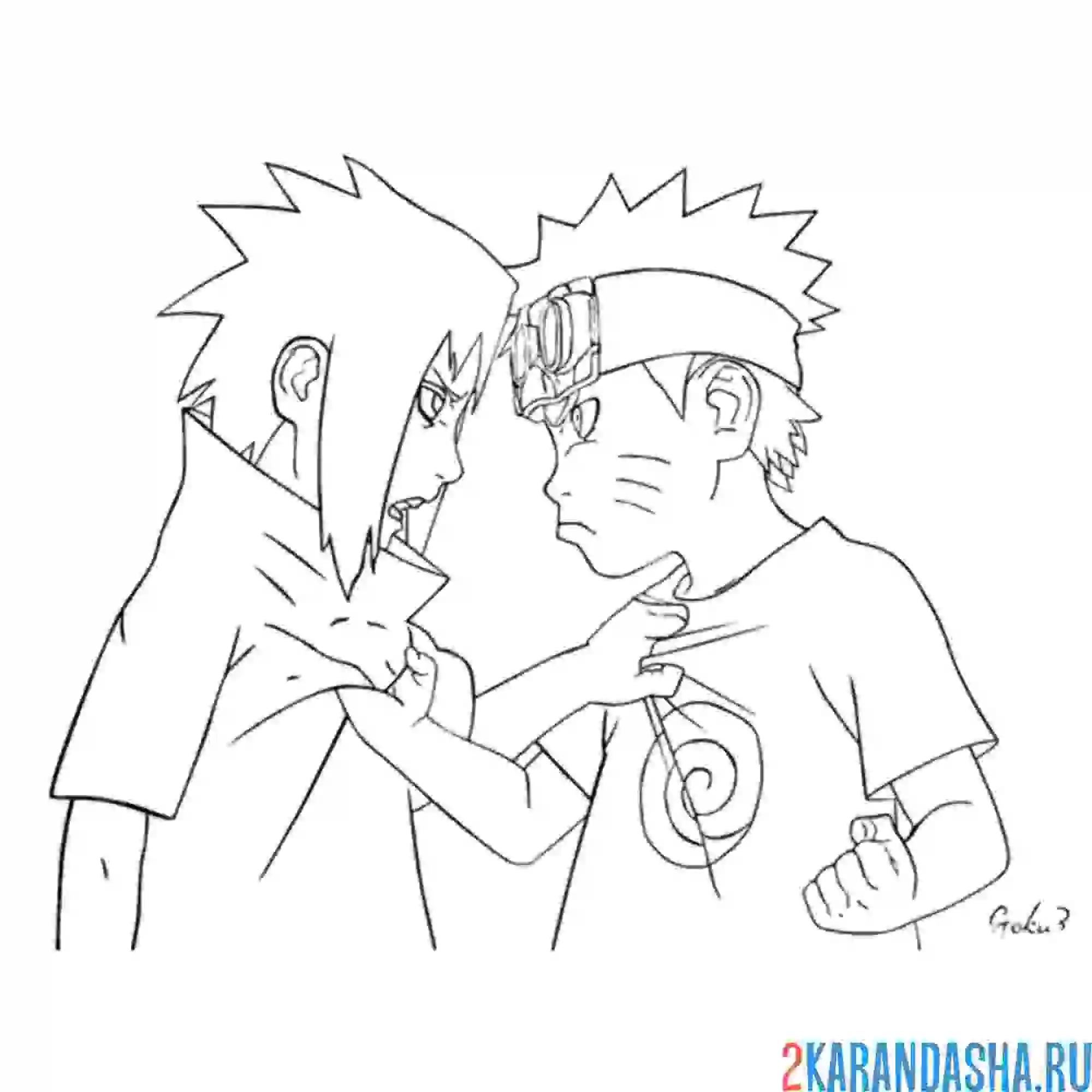 Раскраска наруто и саскэ