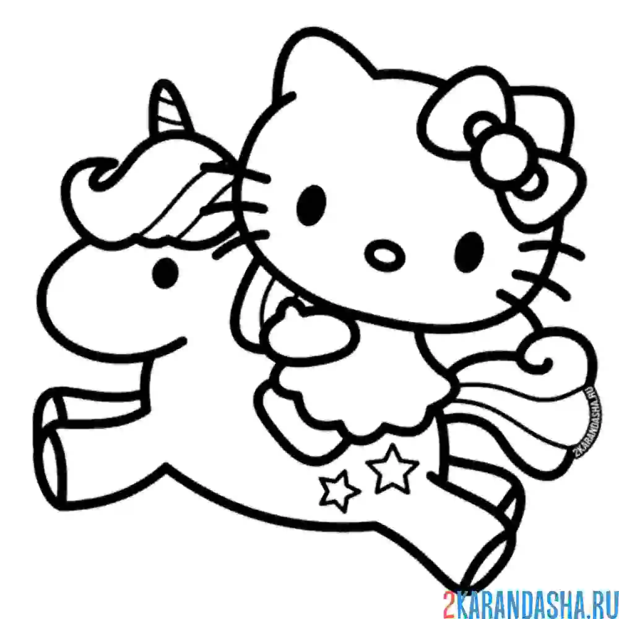 Раскраска на единороге хелло китти