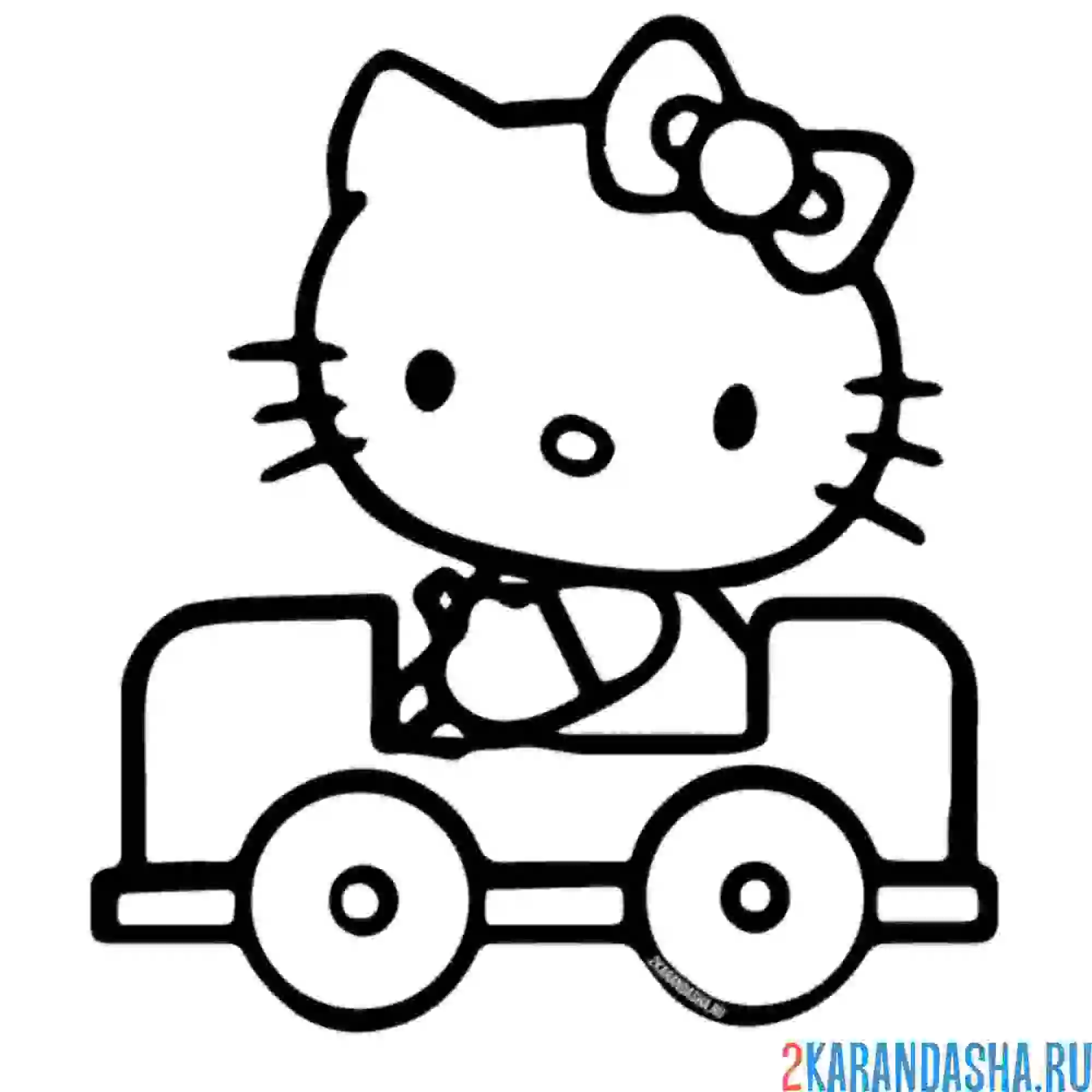 Раскраска хелло китти на машинке