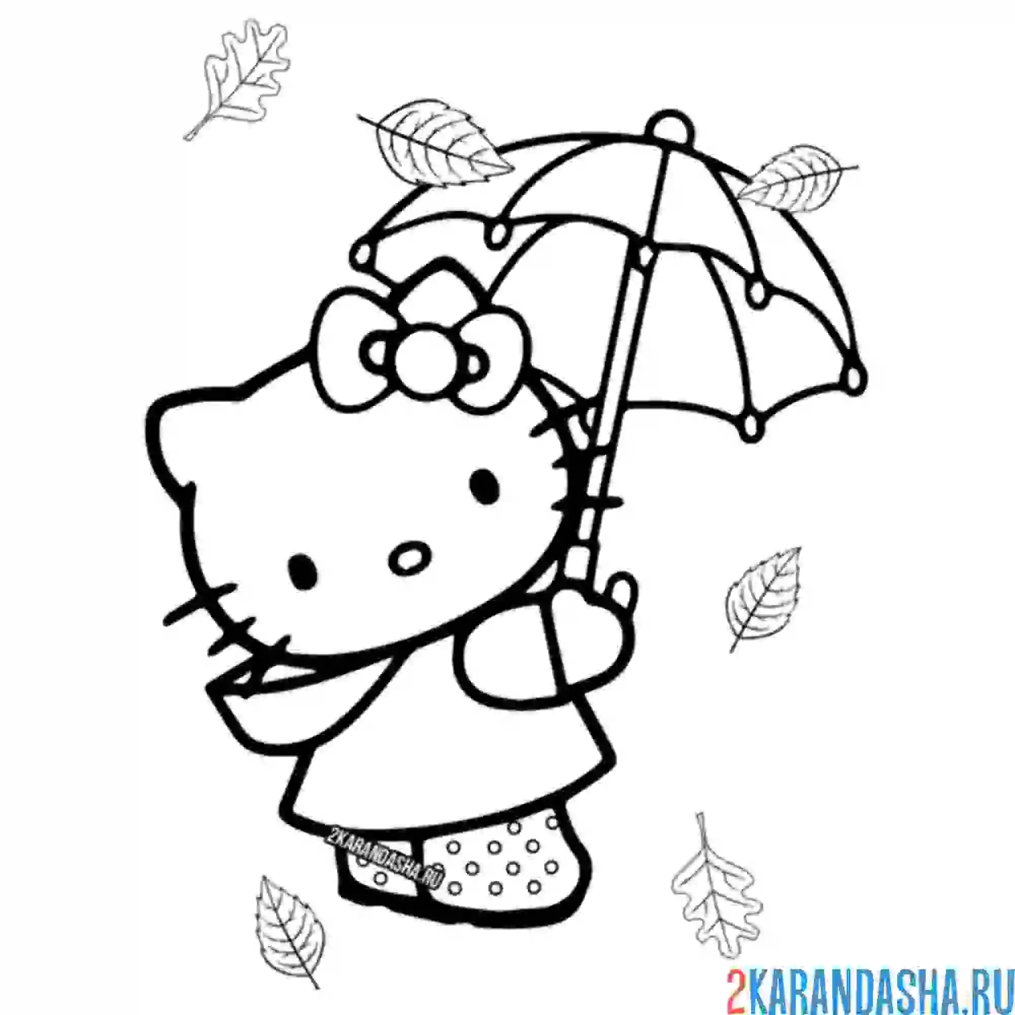Раскраска хелло китти под зонтом