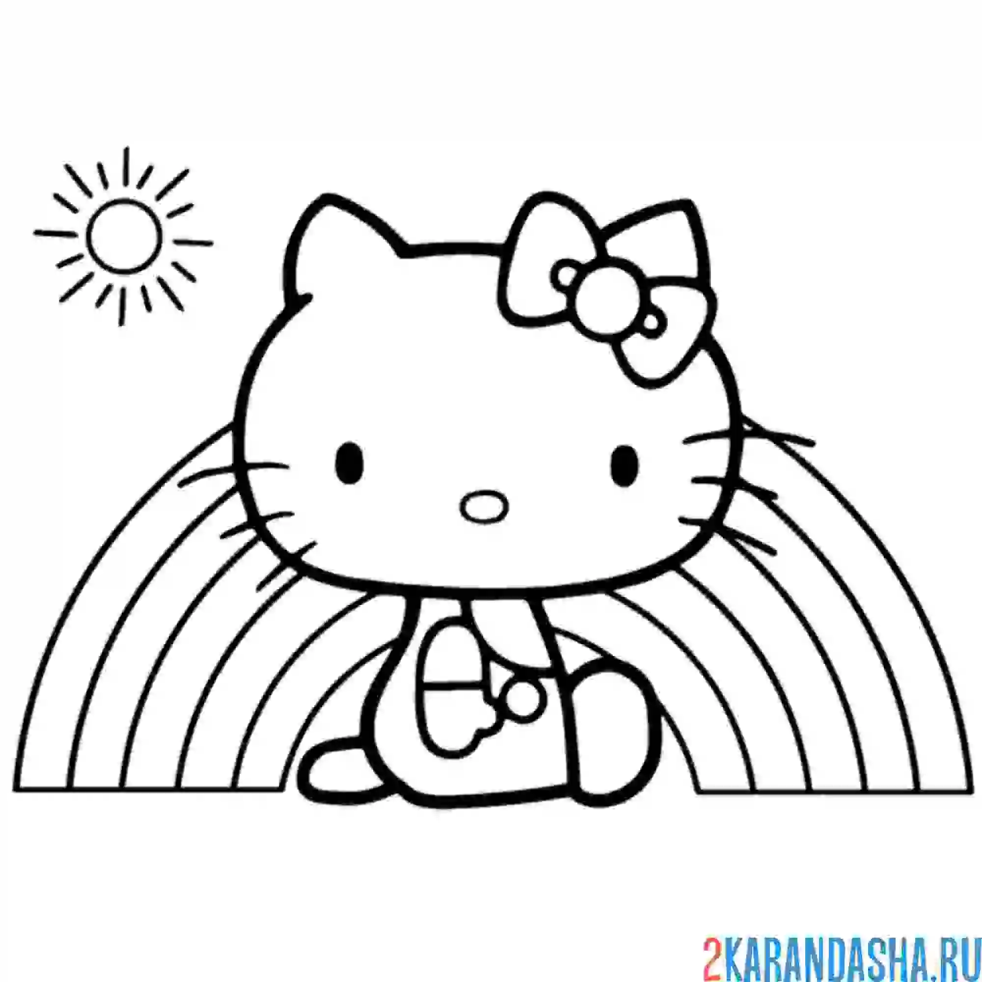 Раскраска хелло китти с радугой
