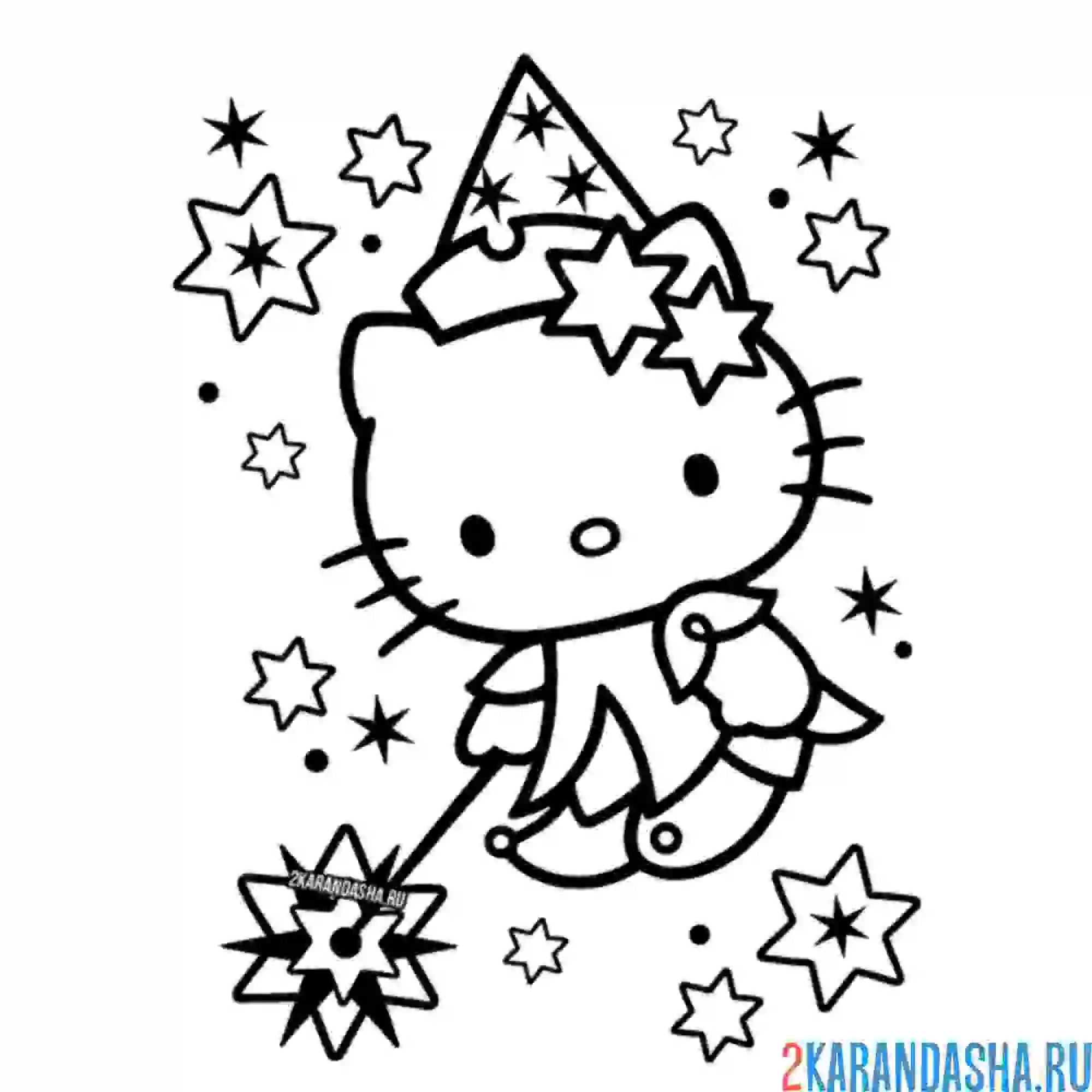 Раскраска хелло китти волшебница