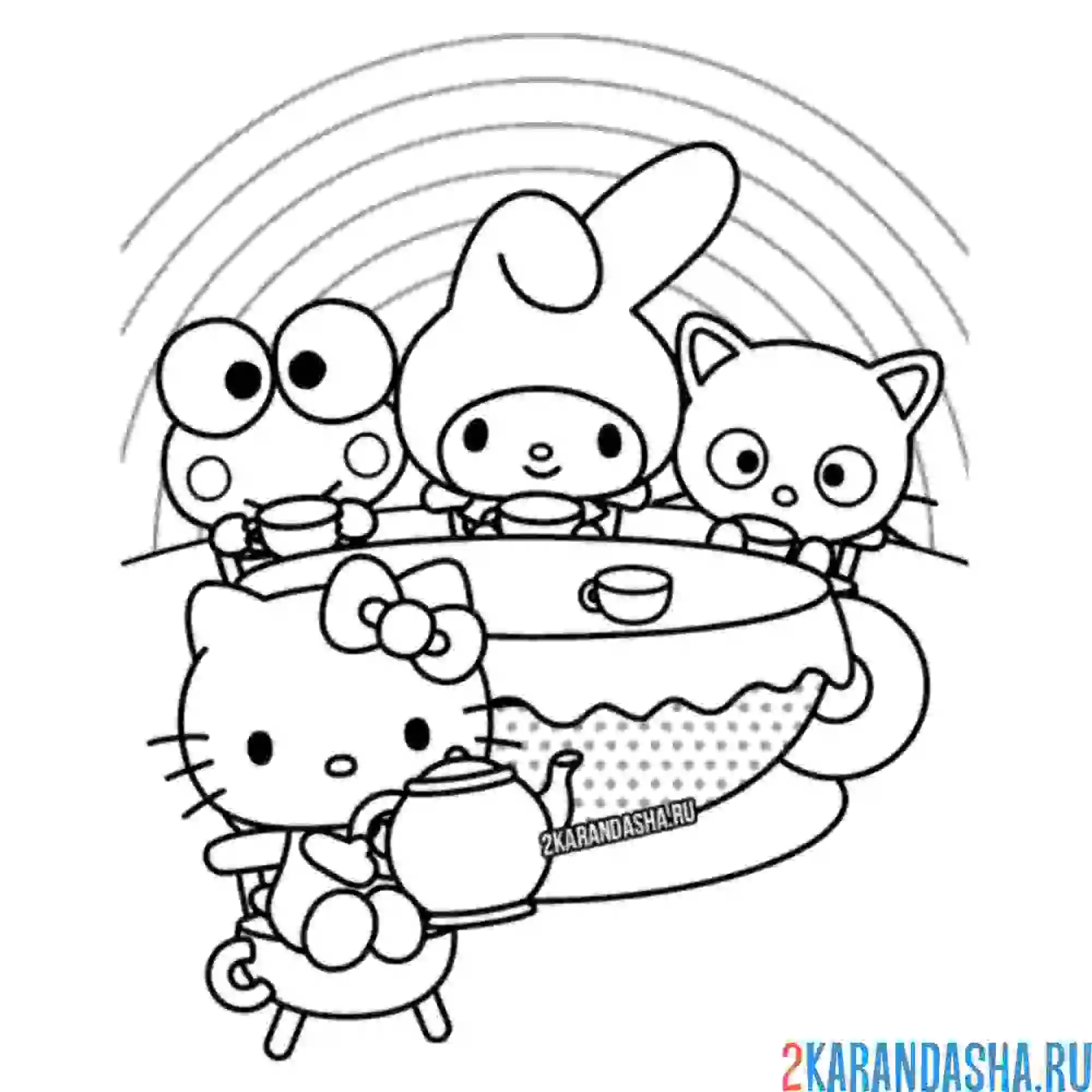 Раскраска хелло китти и ее друзья