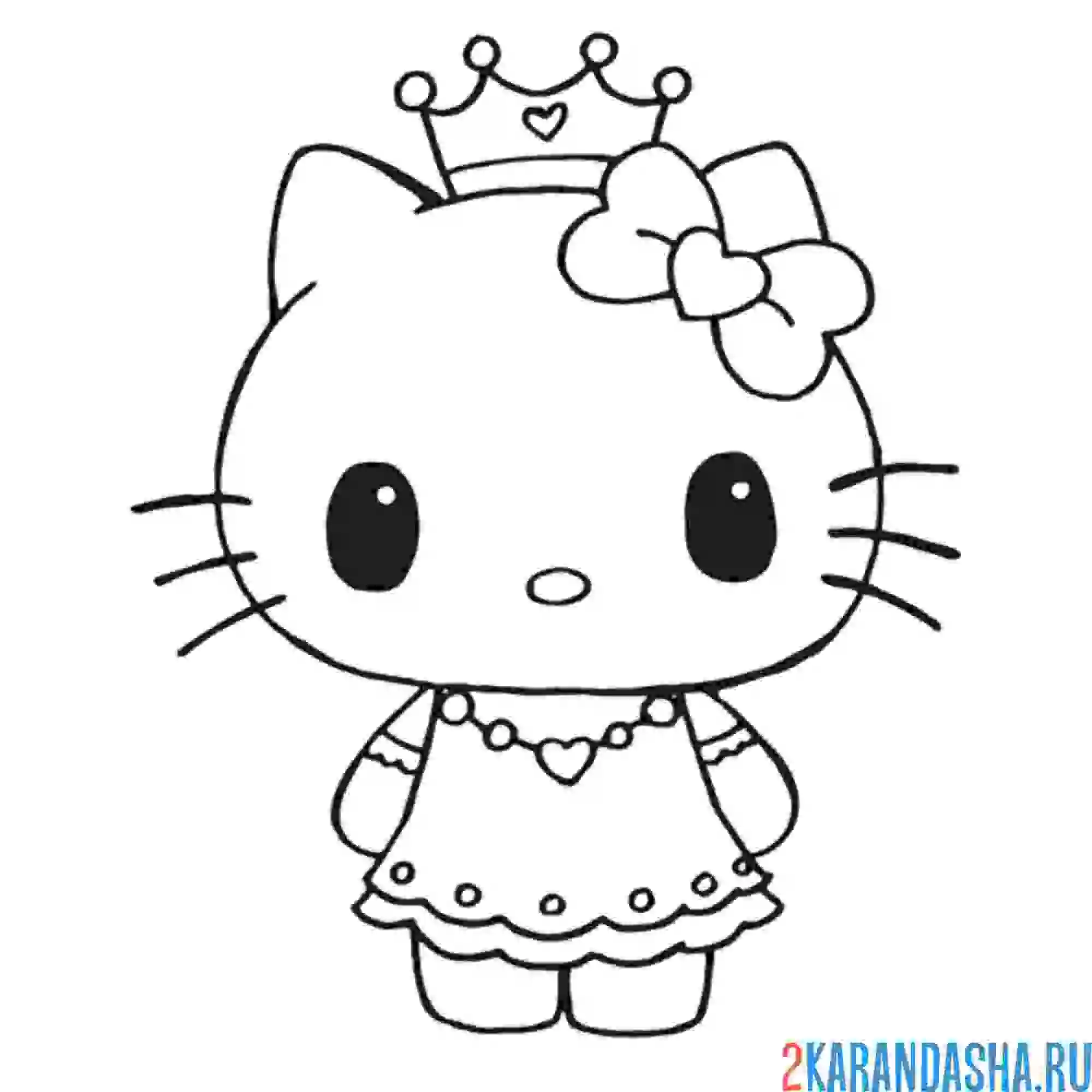 Раскраска хелло китти принцесса в короне