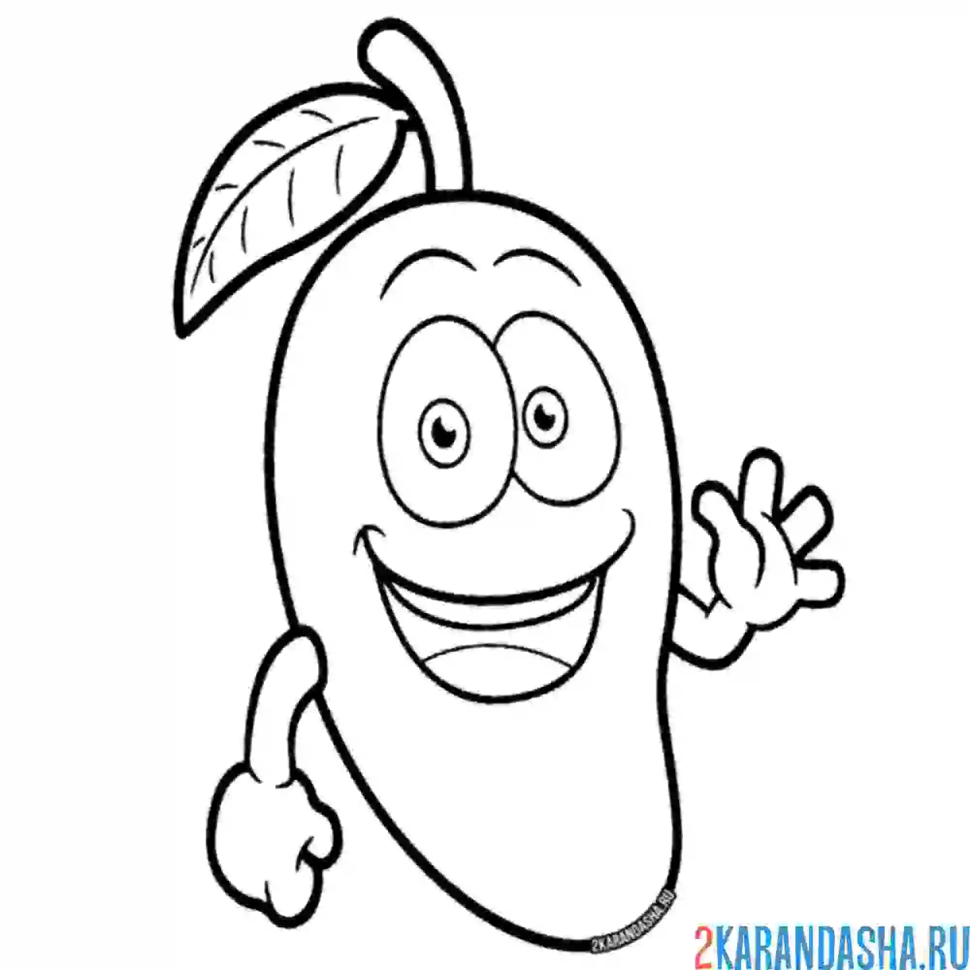 Раскраска манго с глазками