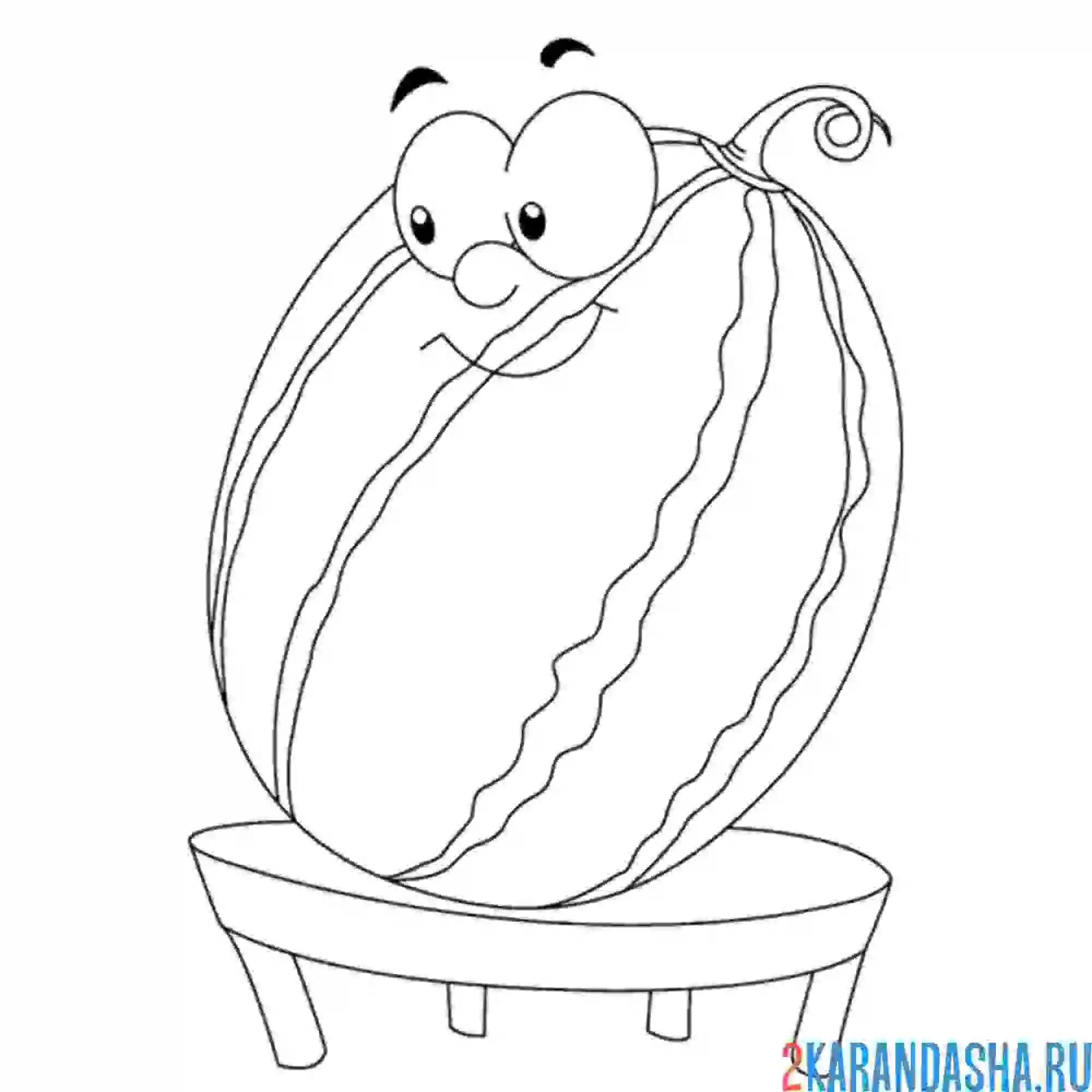 Раскраска арбуз с глазками