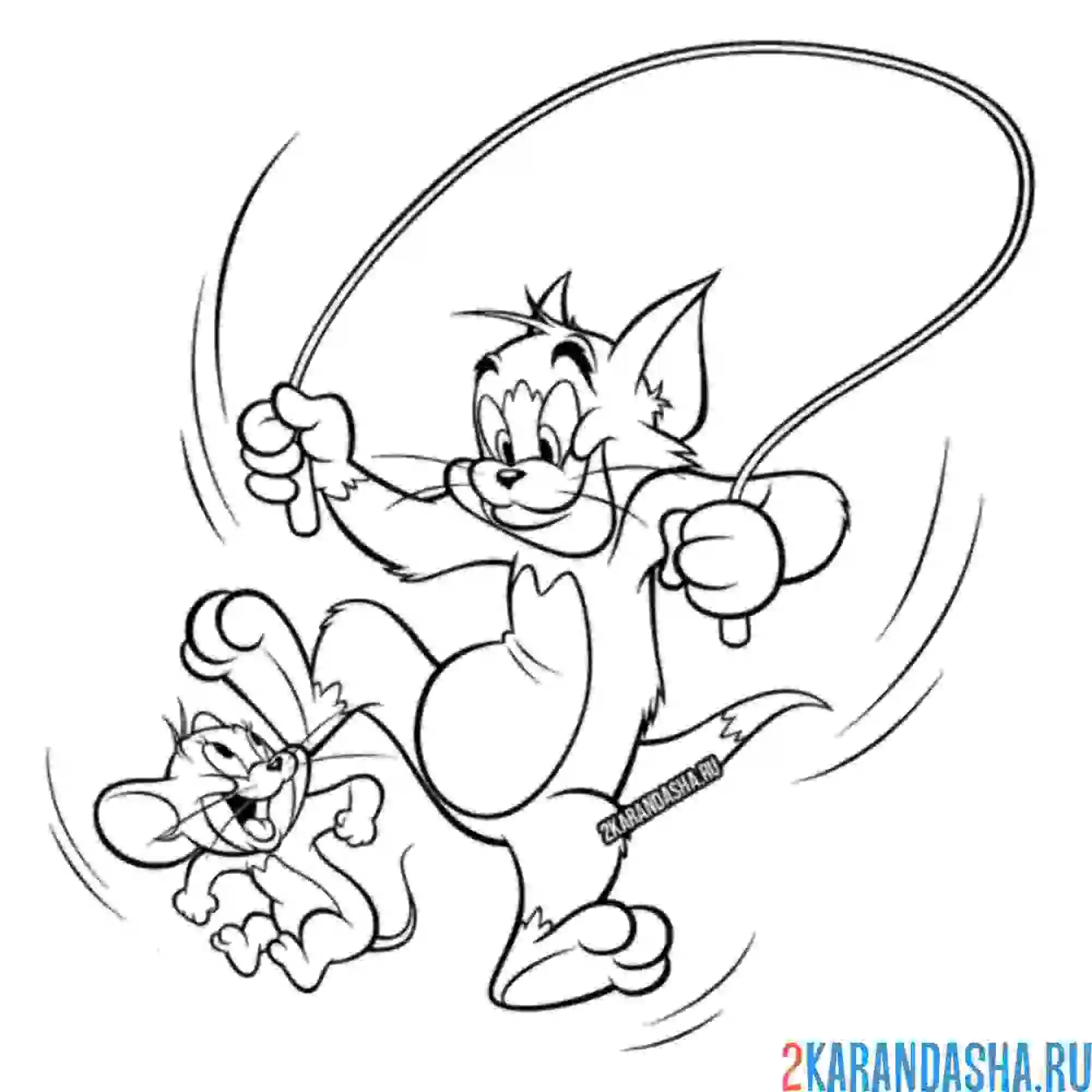 Раскраска том и джерри играют