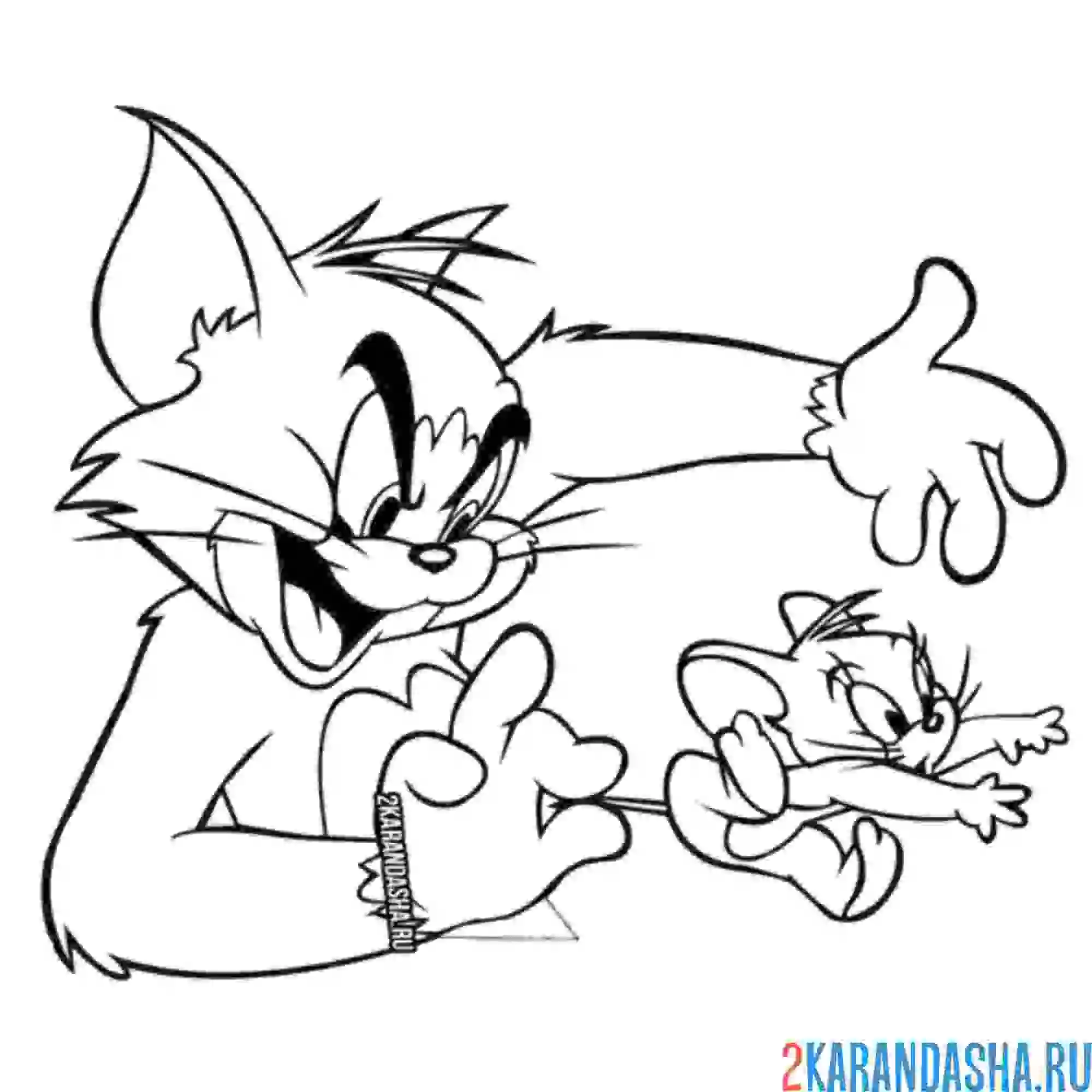 Раскраска том поймал джерри