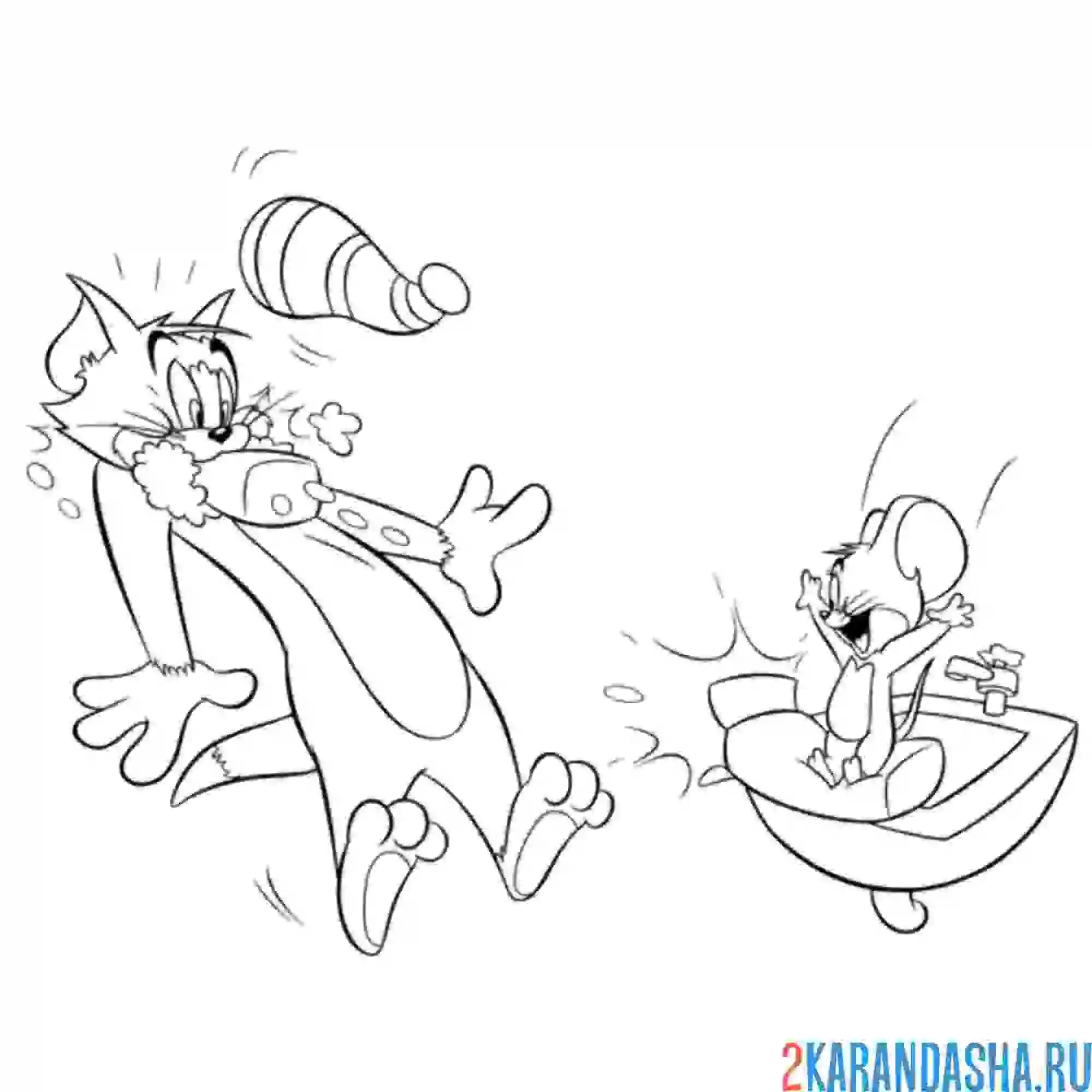 Раскраска том и джерри с мылом