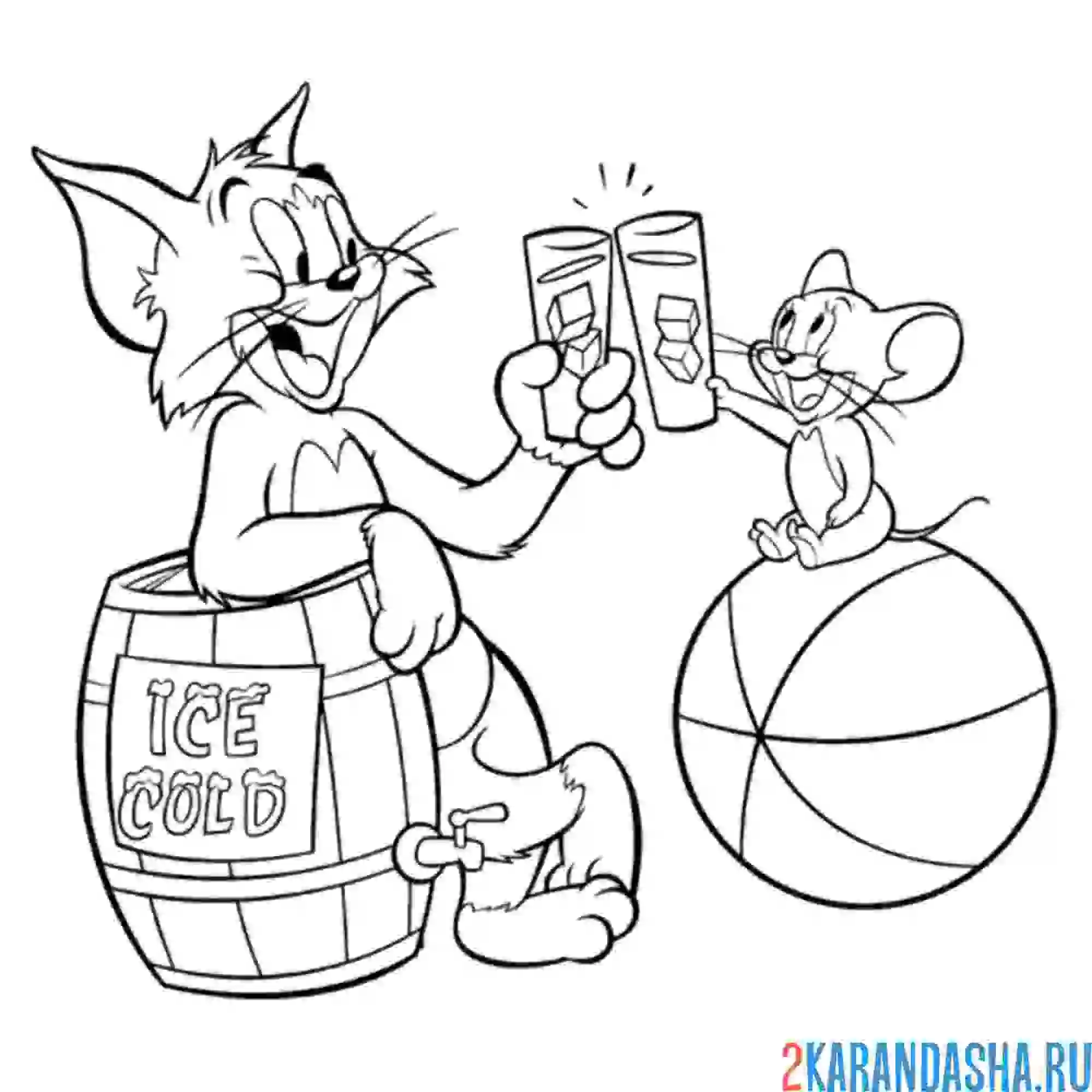 Раскраска том и джерри пьют лимонад