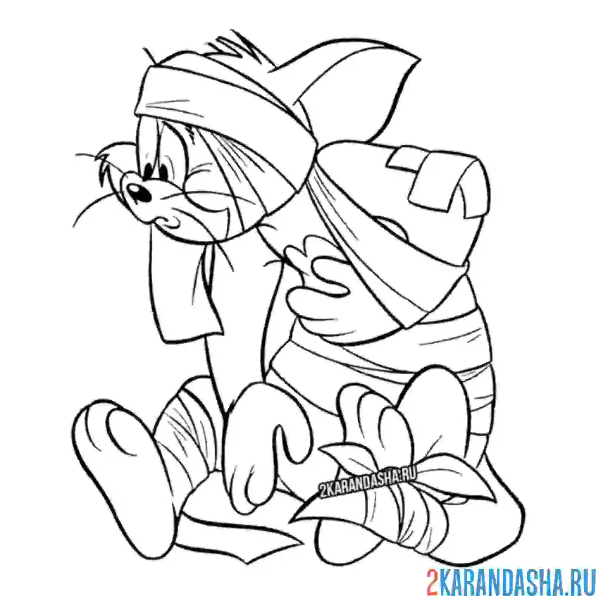 Раскраска том поранился