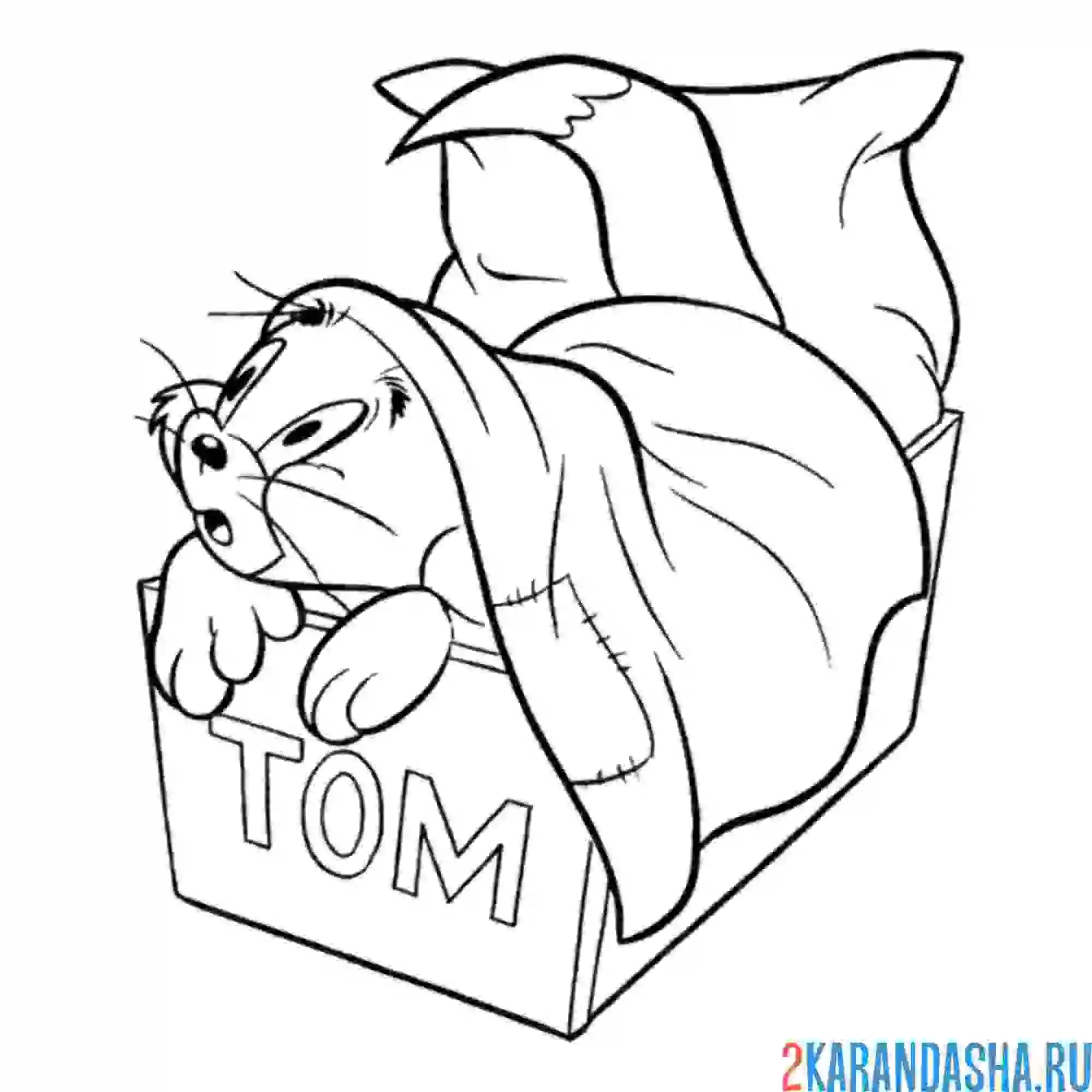 Раскраска том спрятался