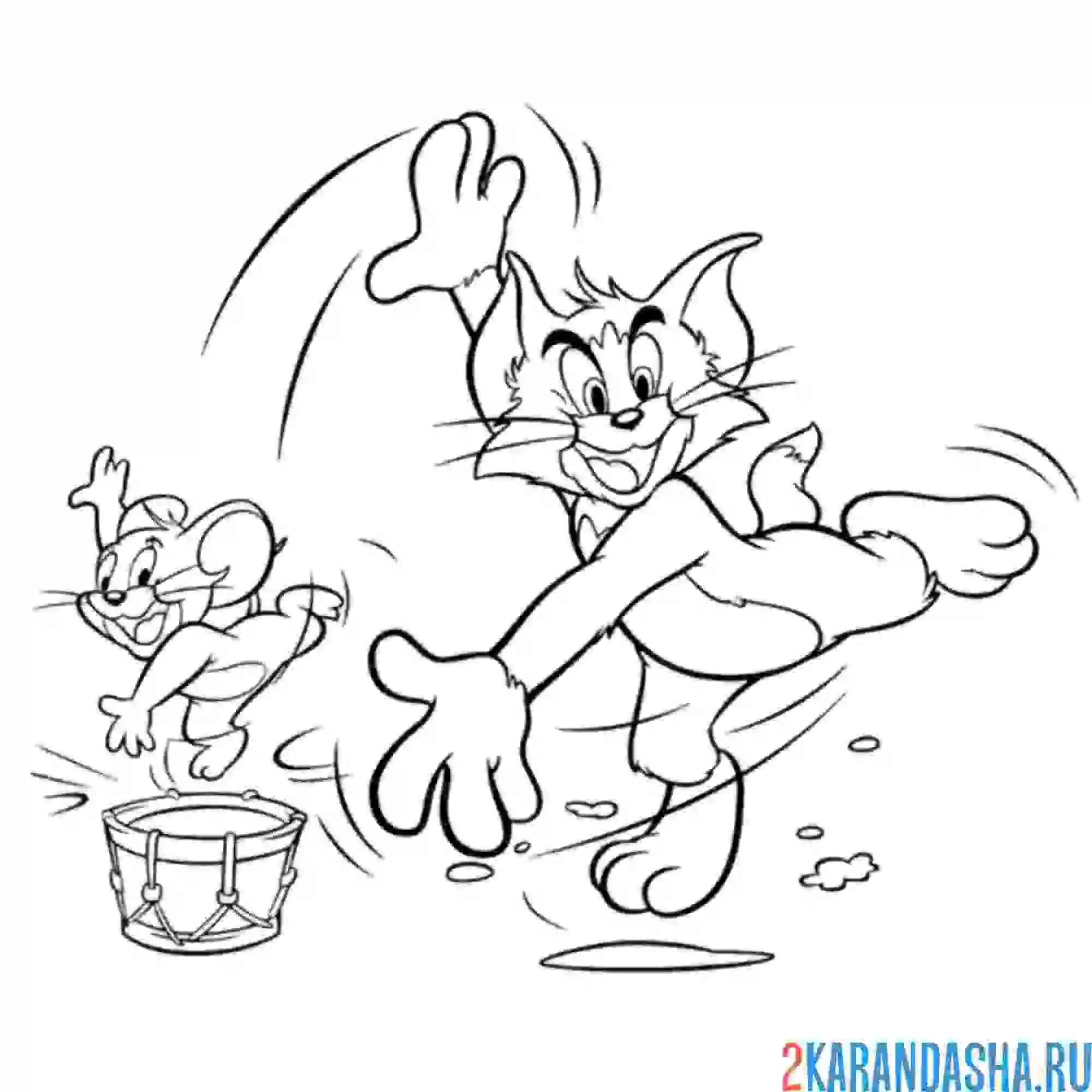 Раскраска том и джерри танцуют
