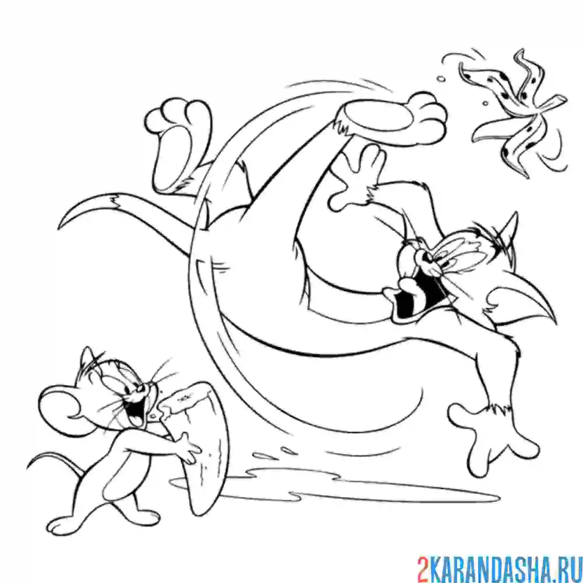 Раскраска том подскользнулся