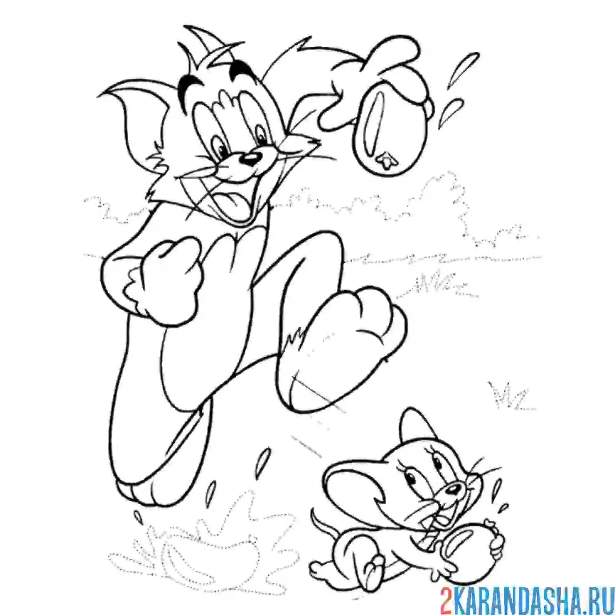 Раскраска догони том и джерри