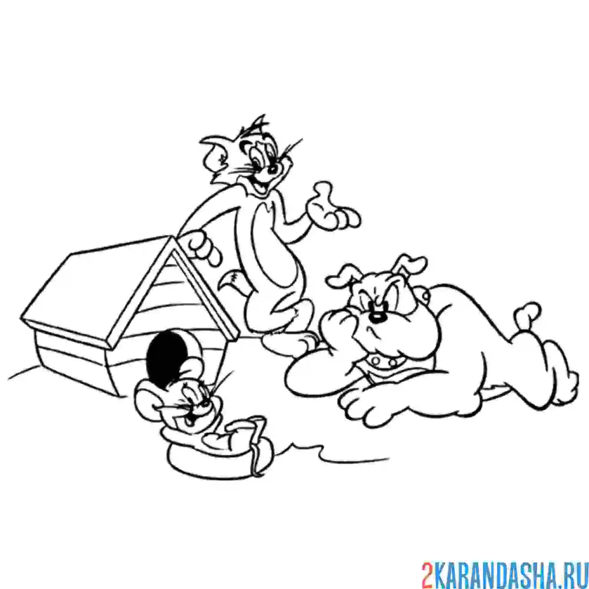 Раскраска спайк, том и джерри