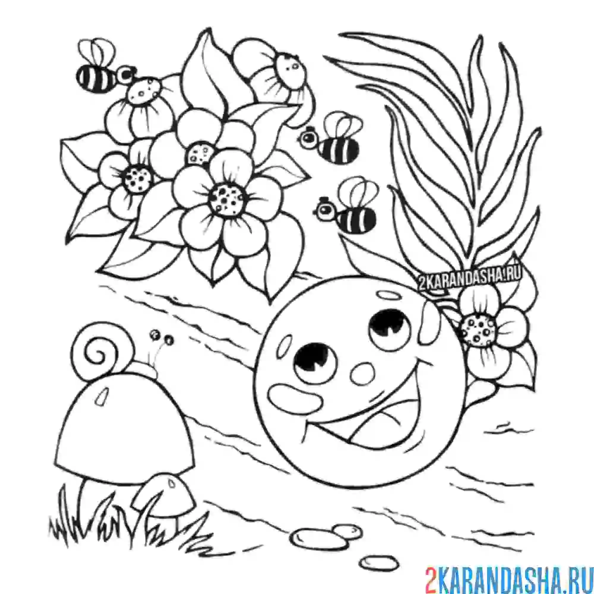 Раскраска колобок в лесу