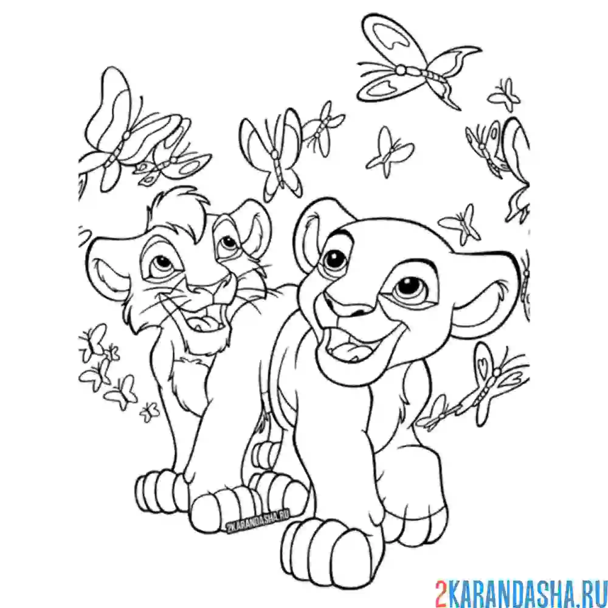 Раскраска симба и нала король лев