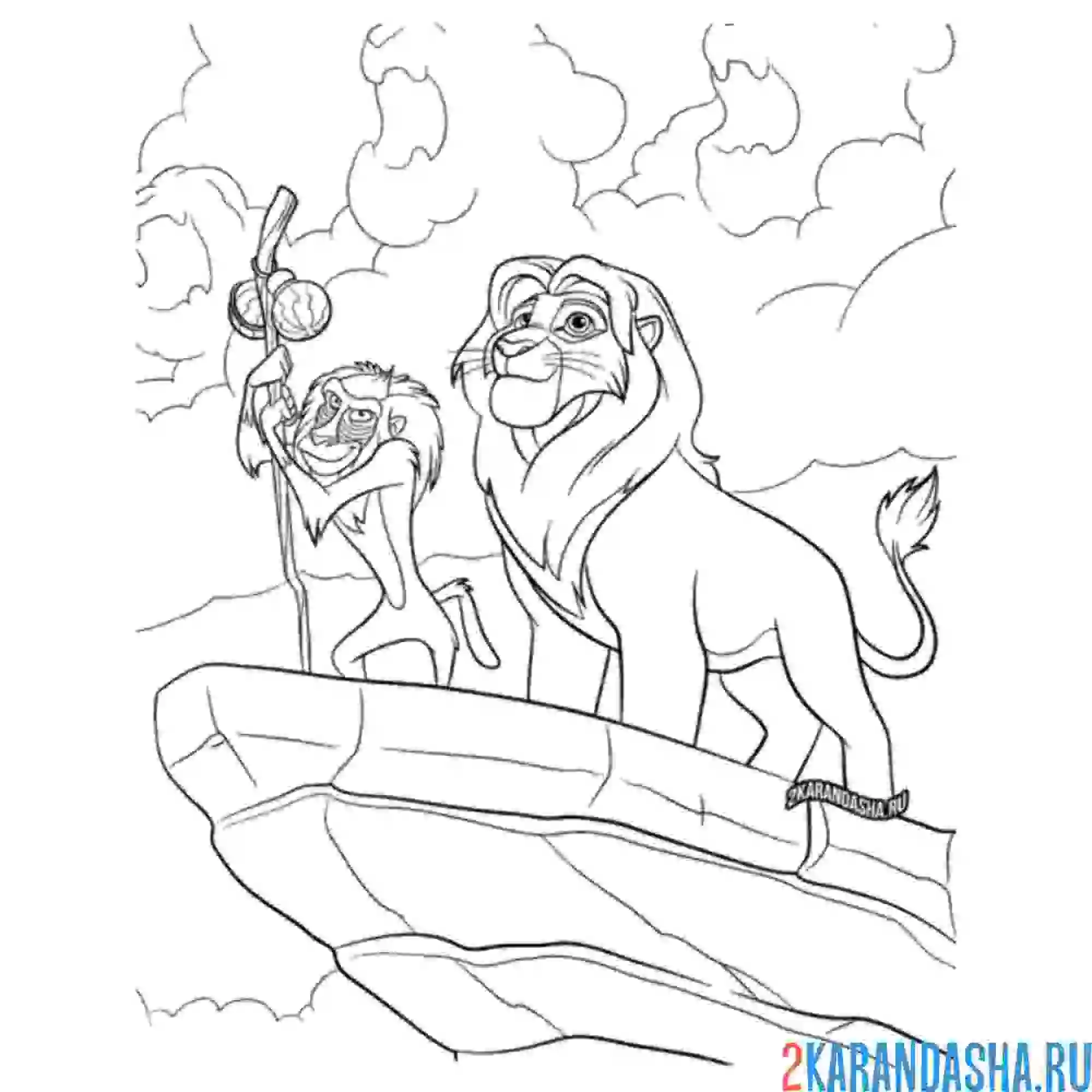 Раскраска король лев мустафа и рафики