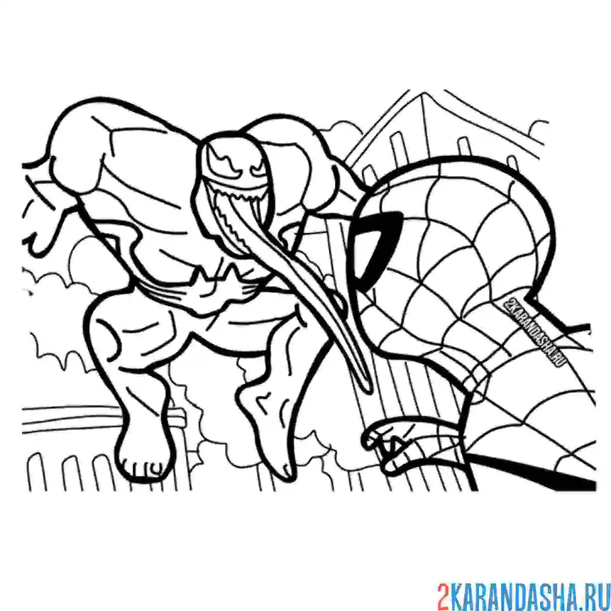 Раскраска веном и человек-паук