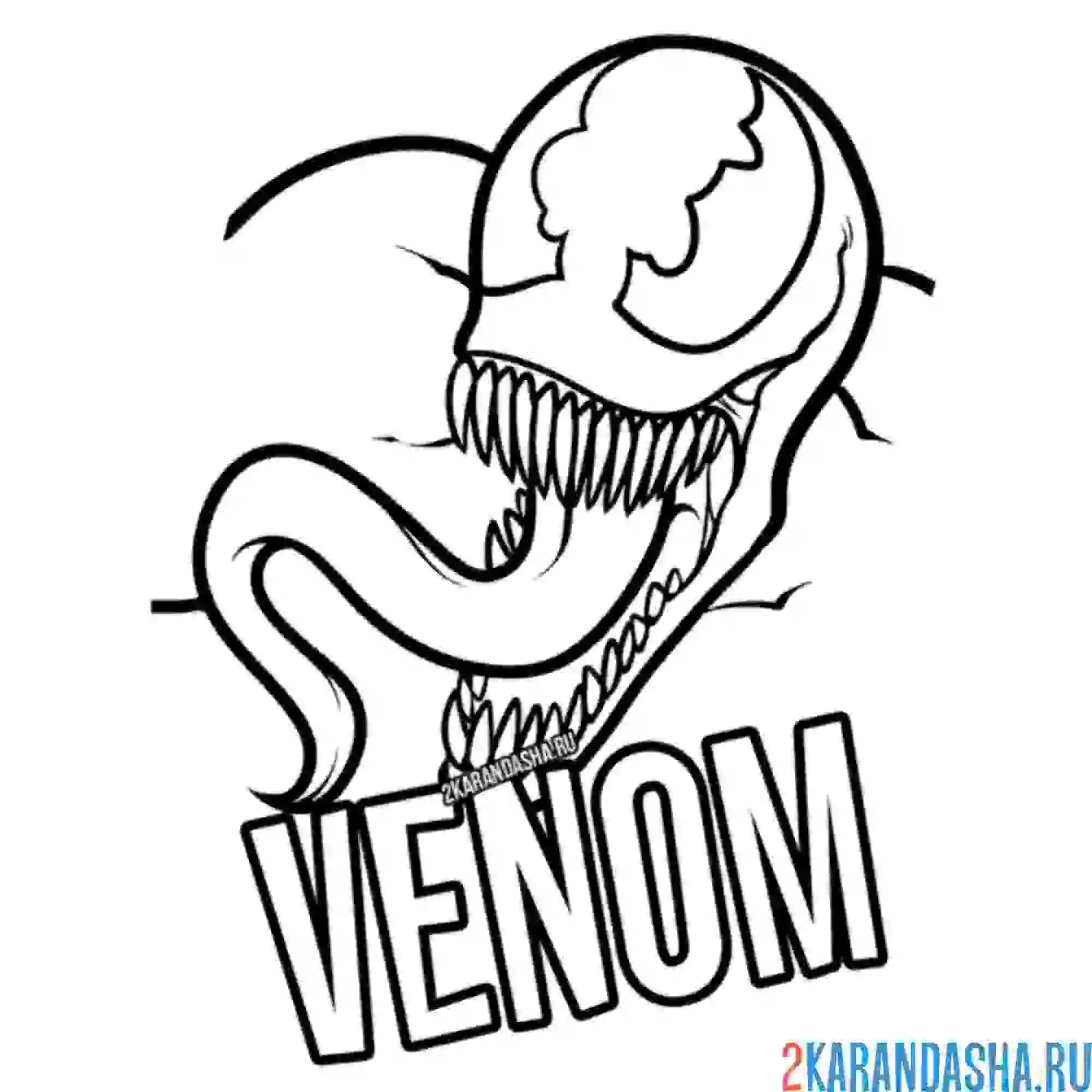 Раскраска маска веном с надписью