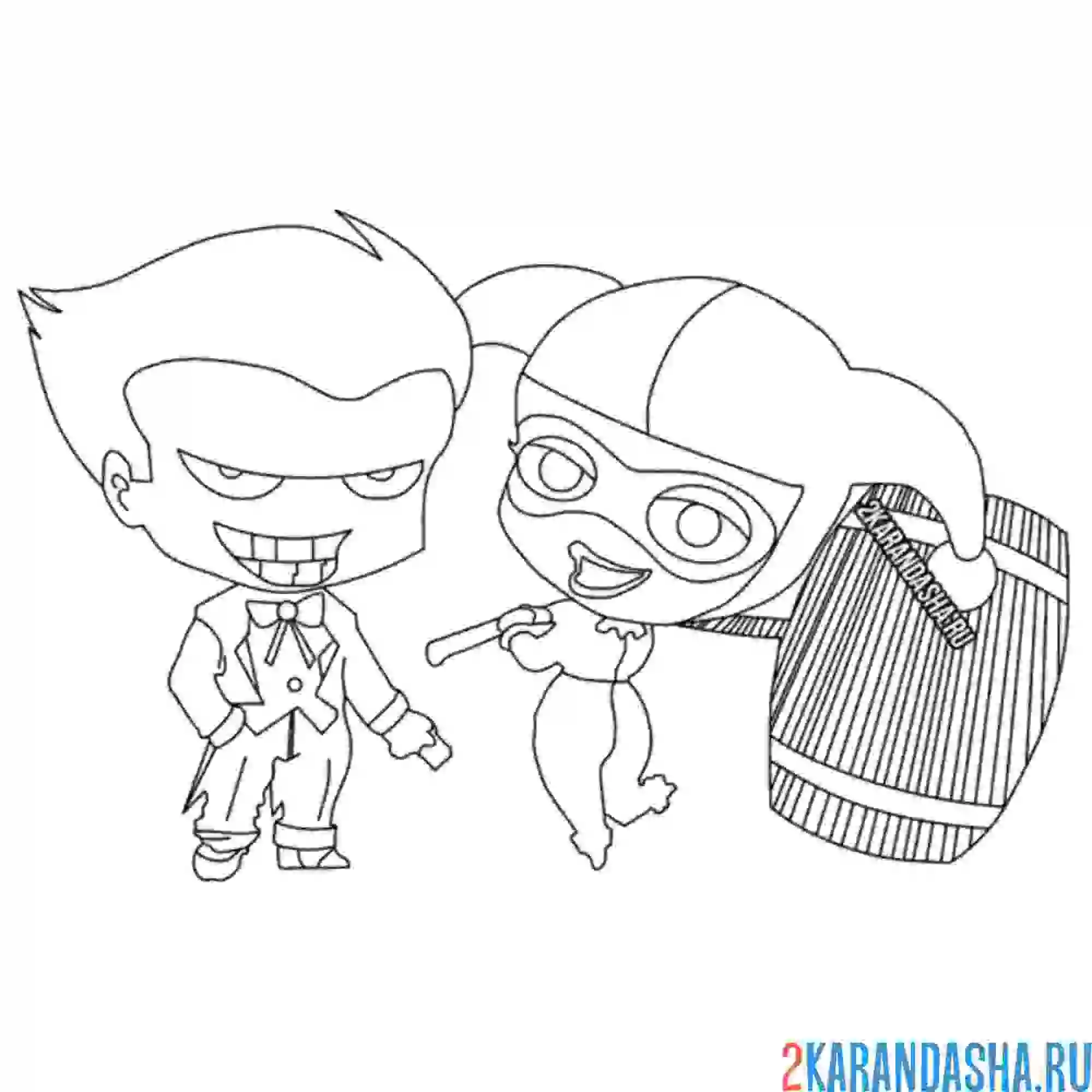 Раскраска харли квинн и джокер герои