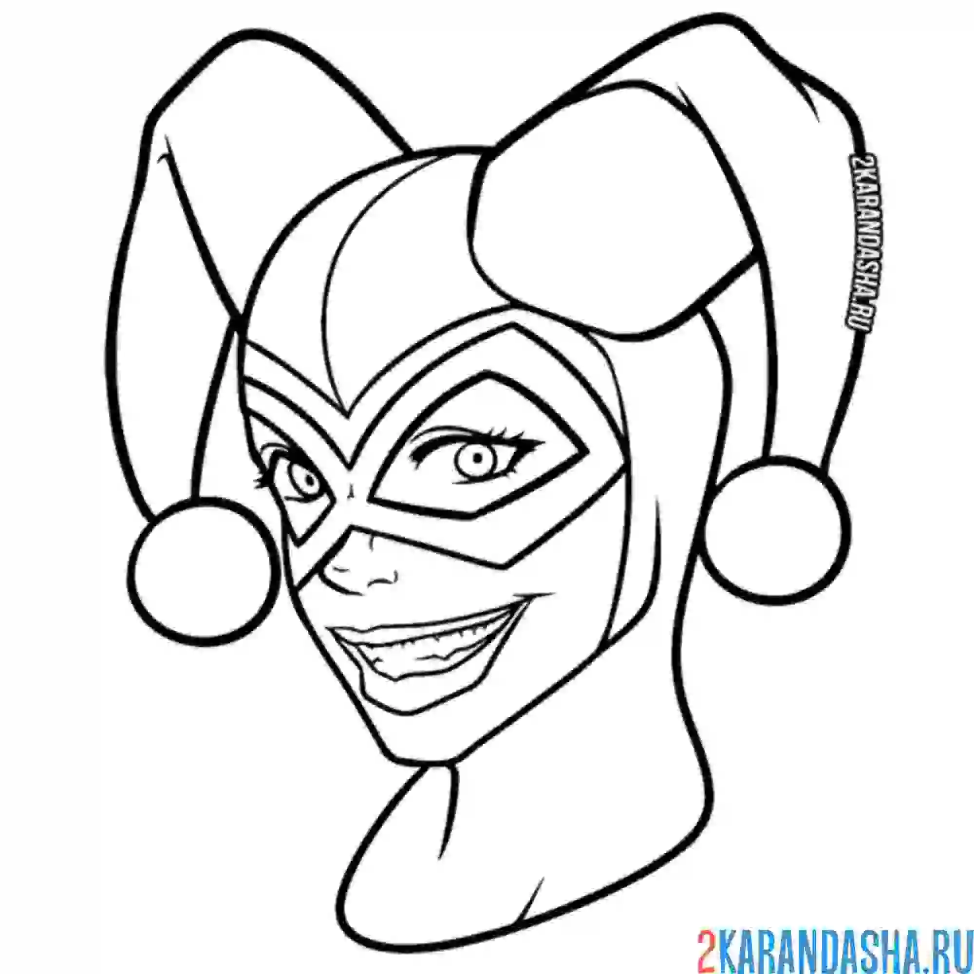 Раскраска харли квинн голова шута