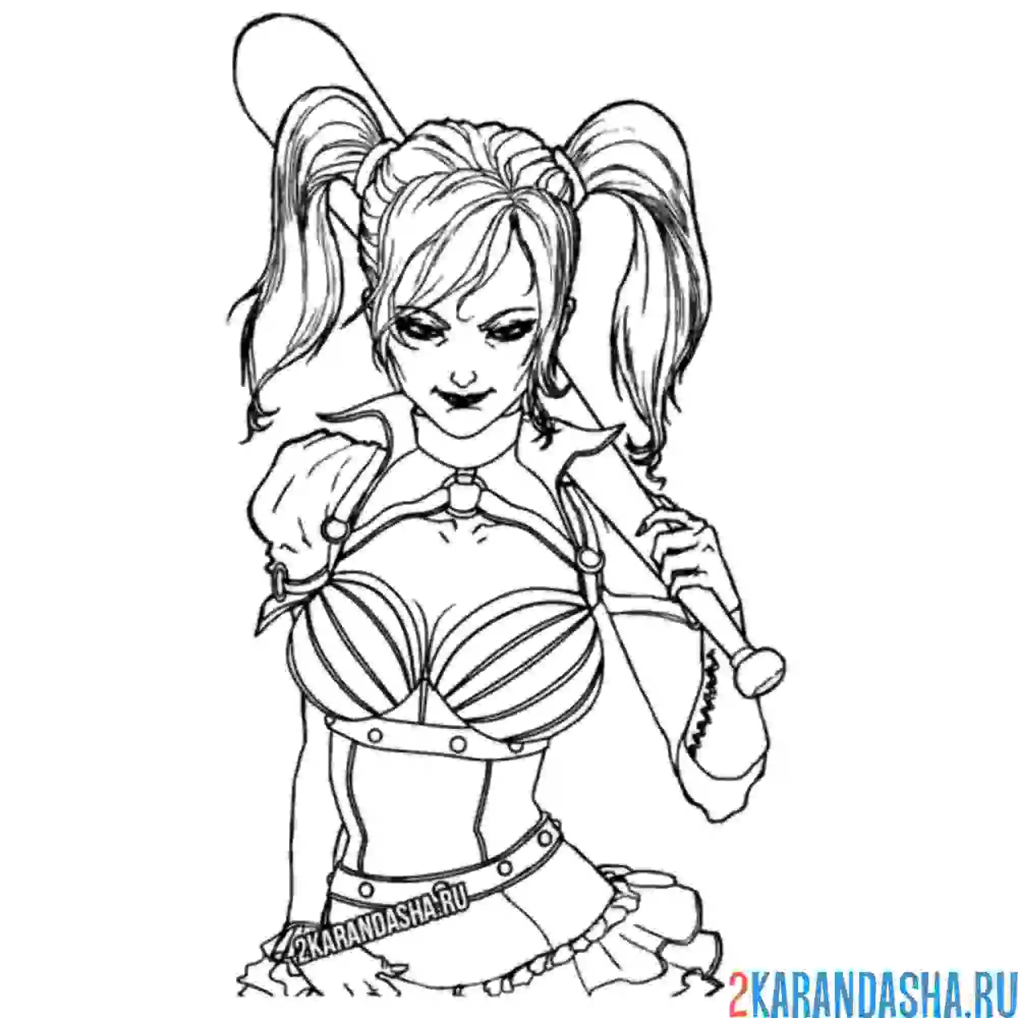 Раскраска харли квинн суровая