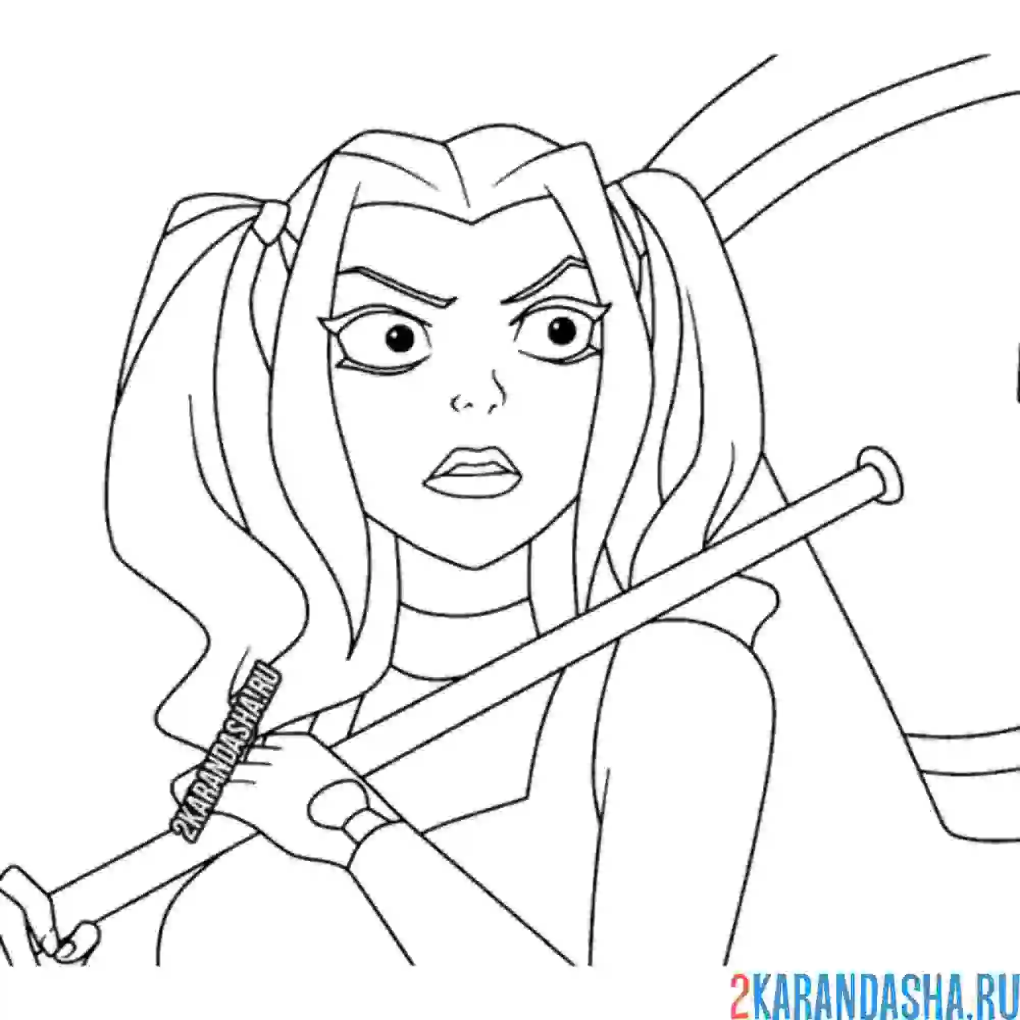 Раскраска харли квинн смотрит на тебя