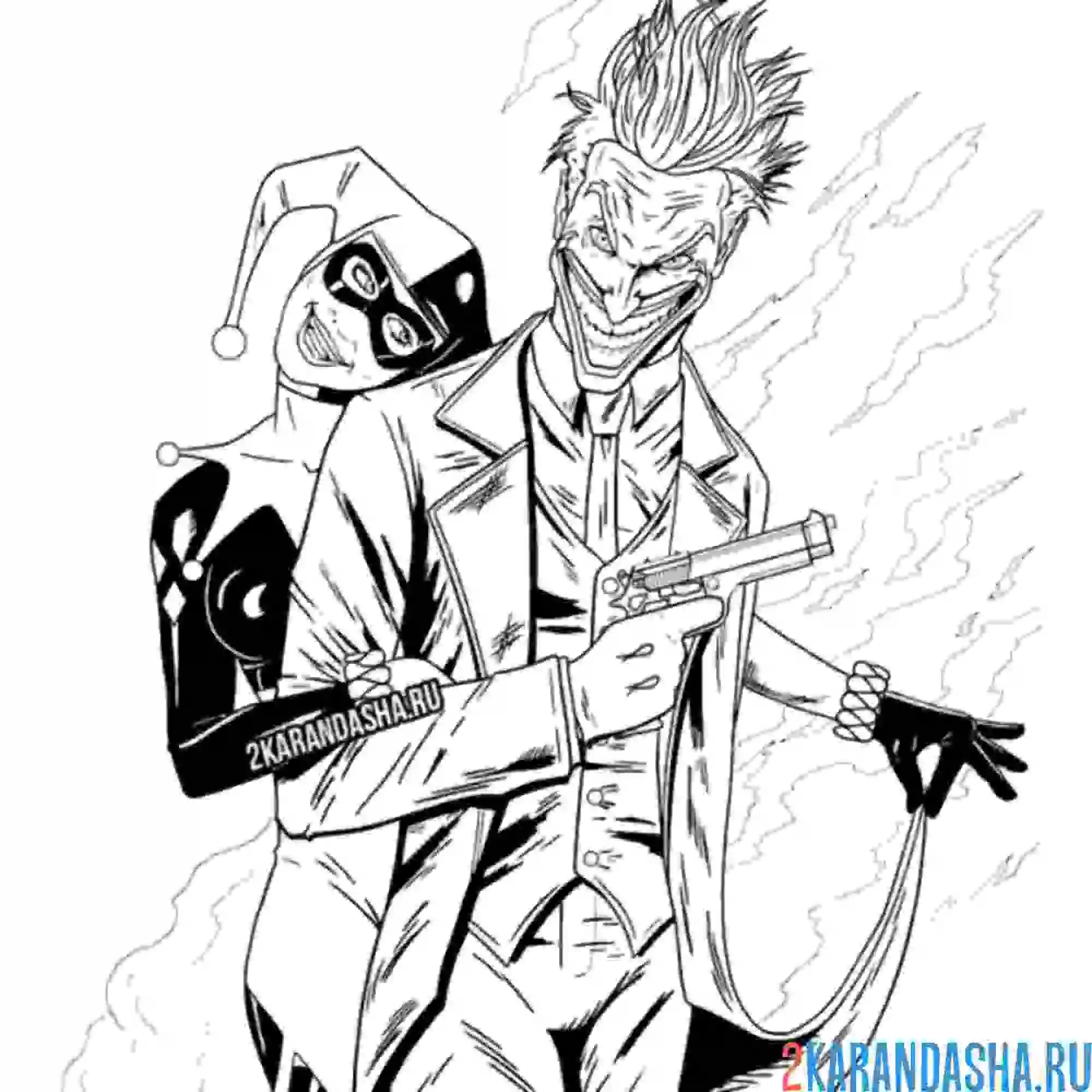 Раскраска харли квинн прячется за джокером