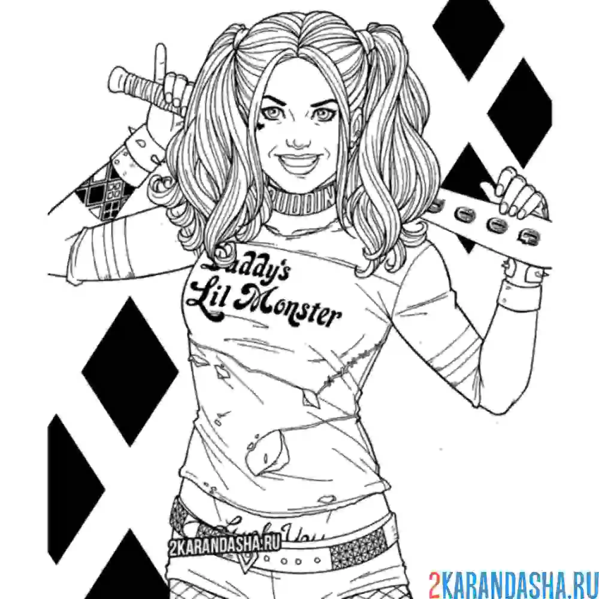Раскраска харли квинн девушка