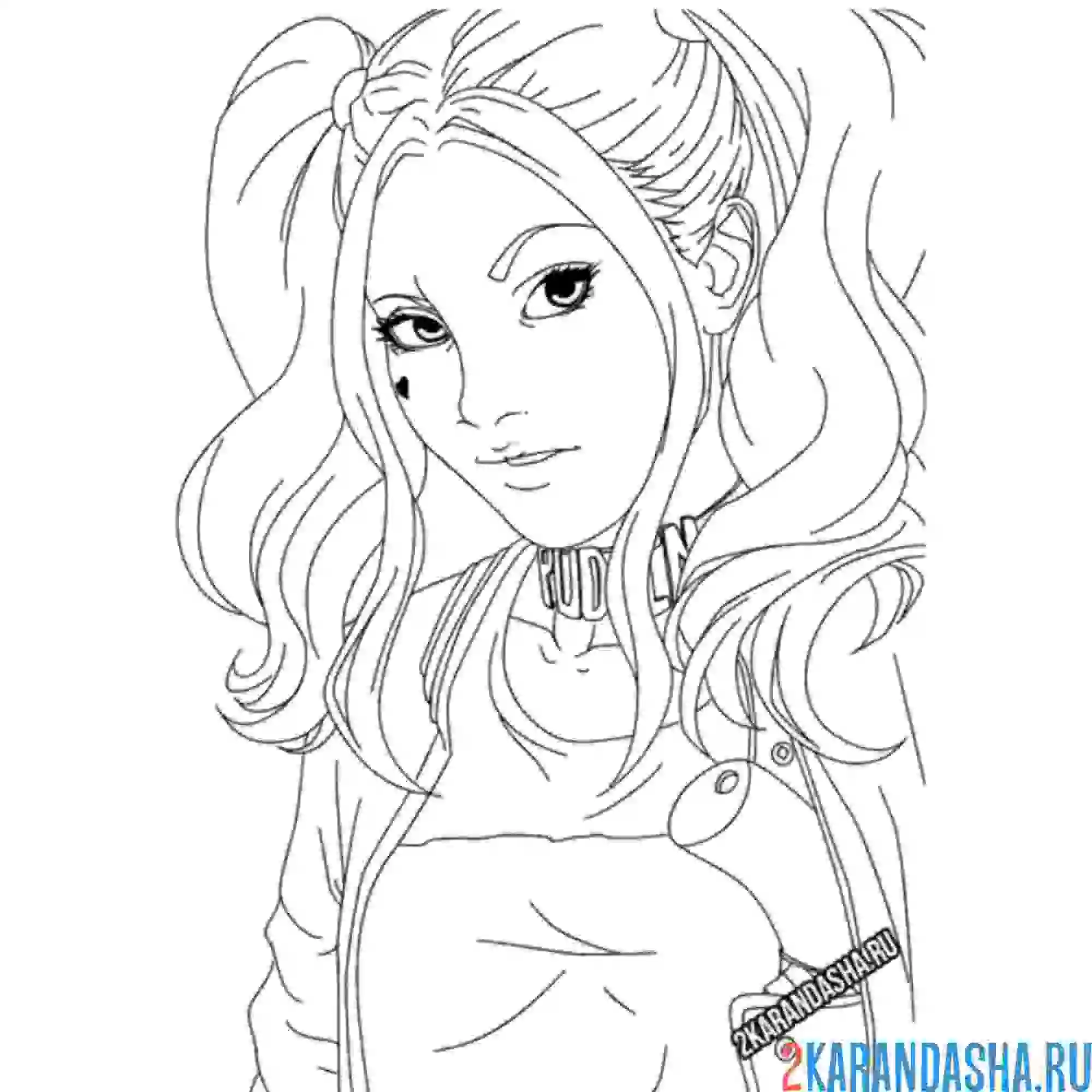 Раскраска харли квинн портрет девушки