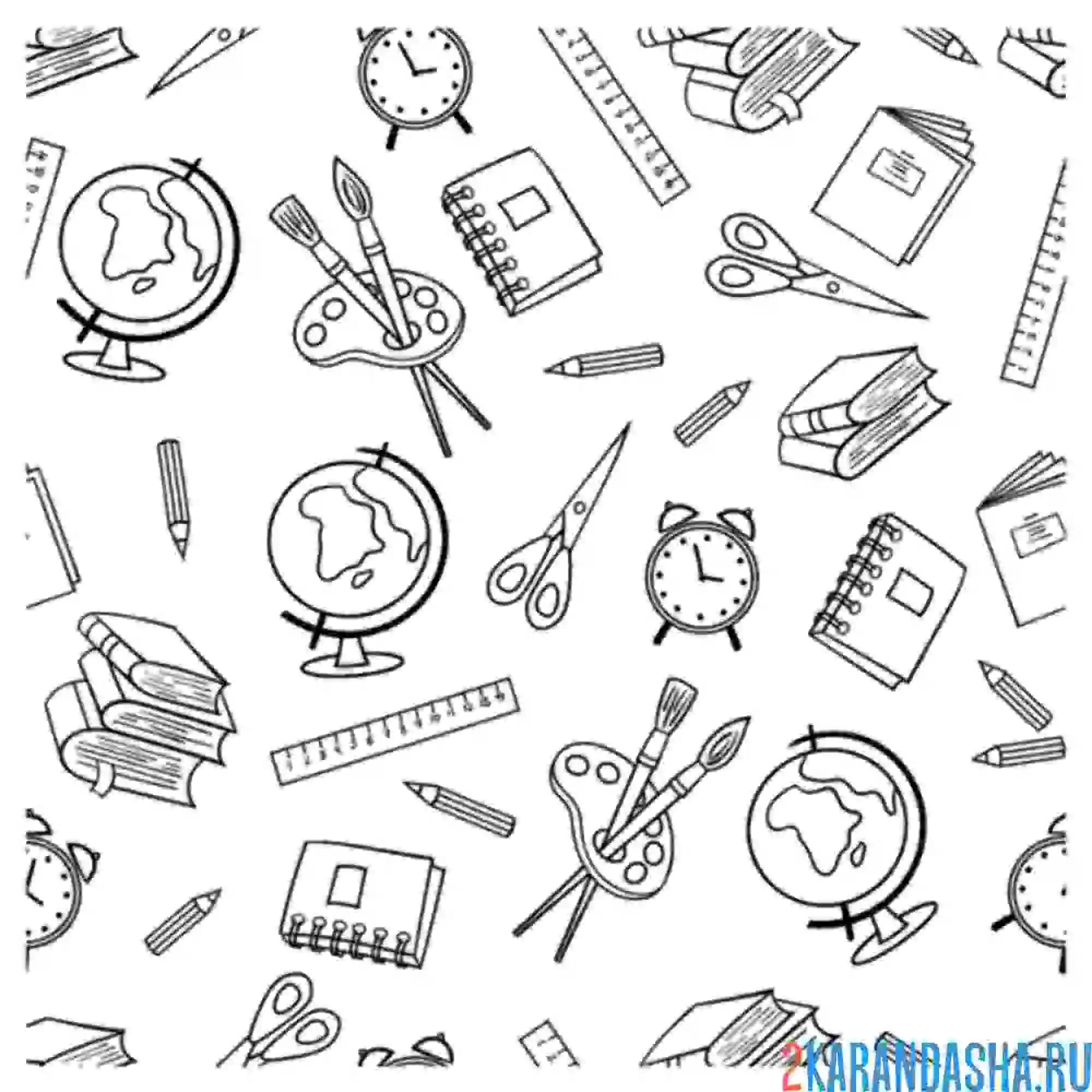 Раскраска иконки на тему школа