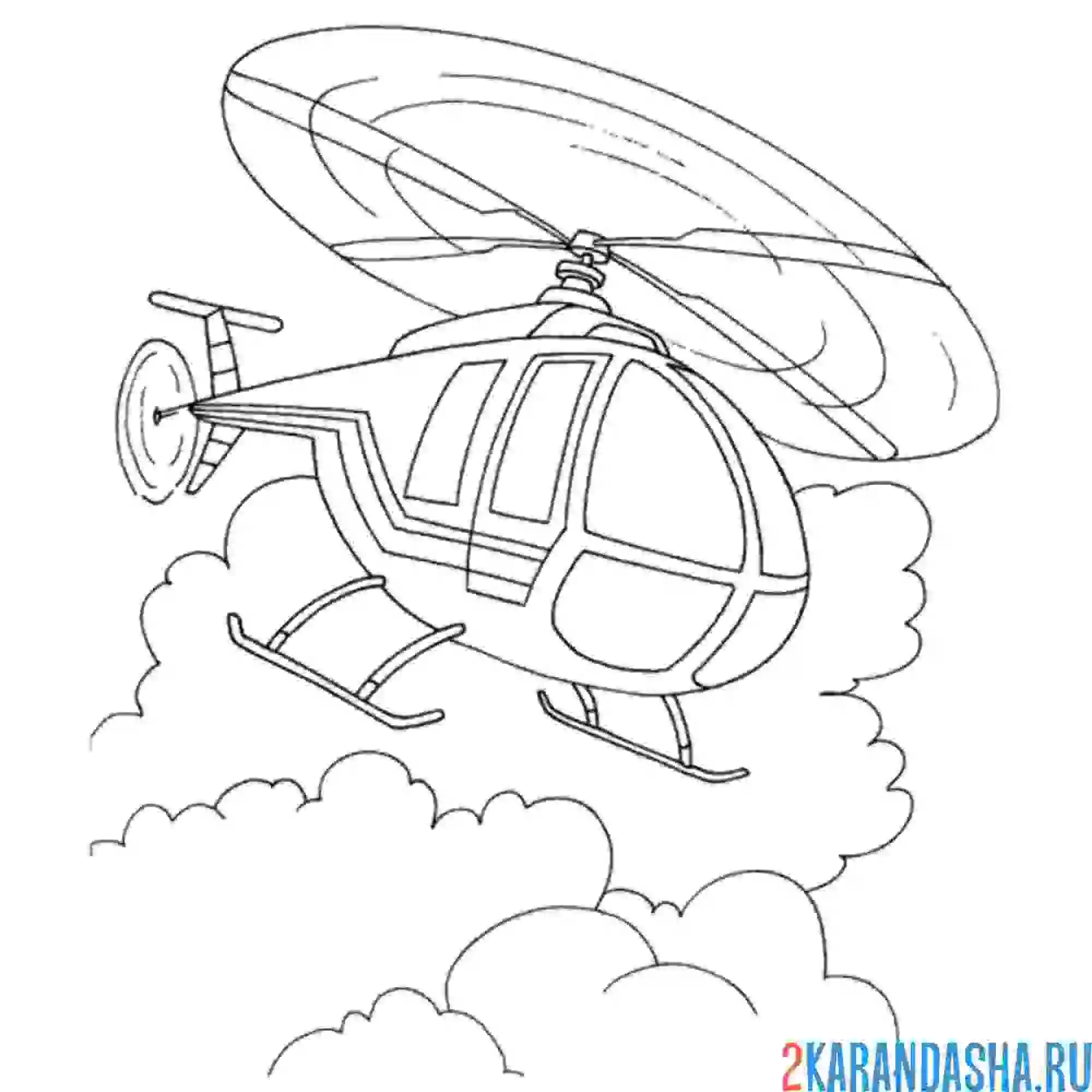 Раскраска вертолет в воздухе