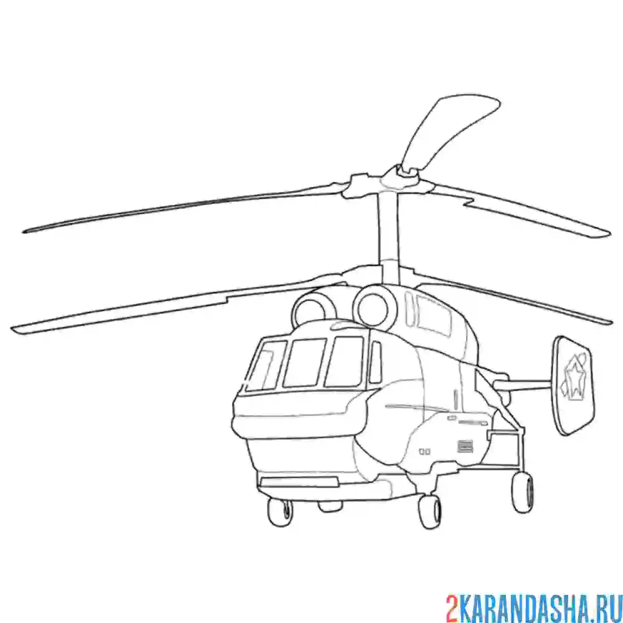 Раскраска военный вертолет на службе