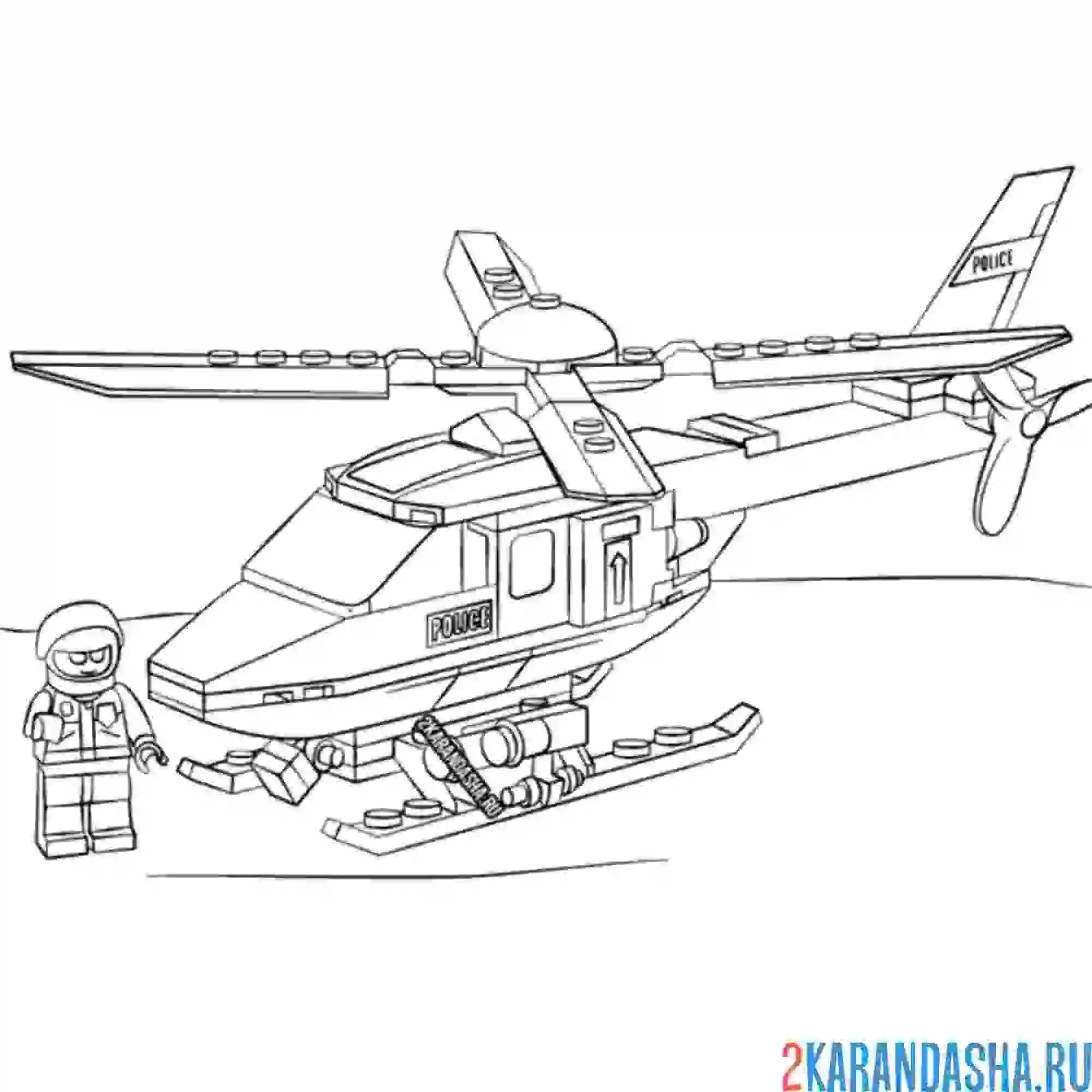 Раскраска лего вертолет конструктор