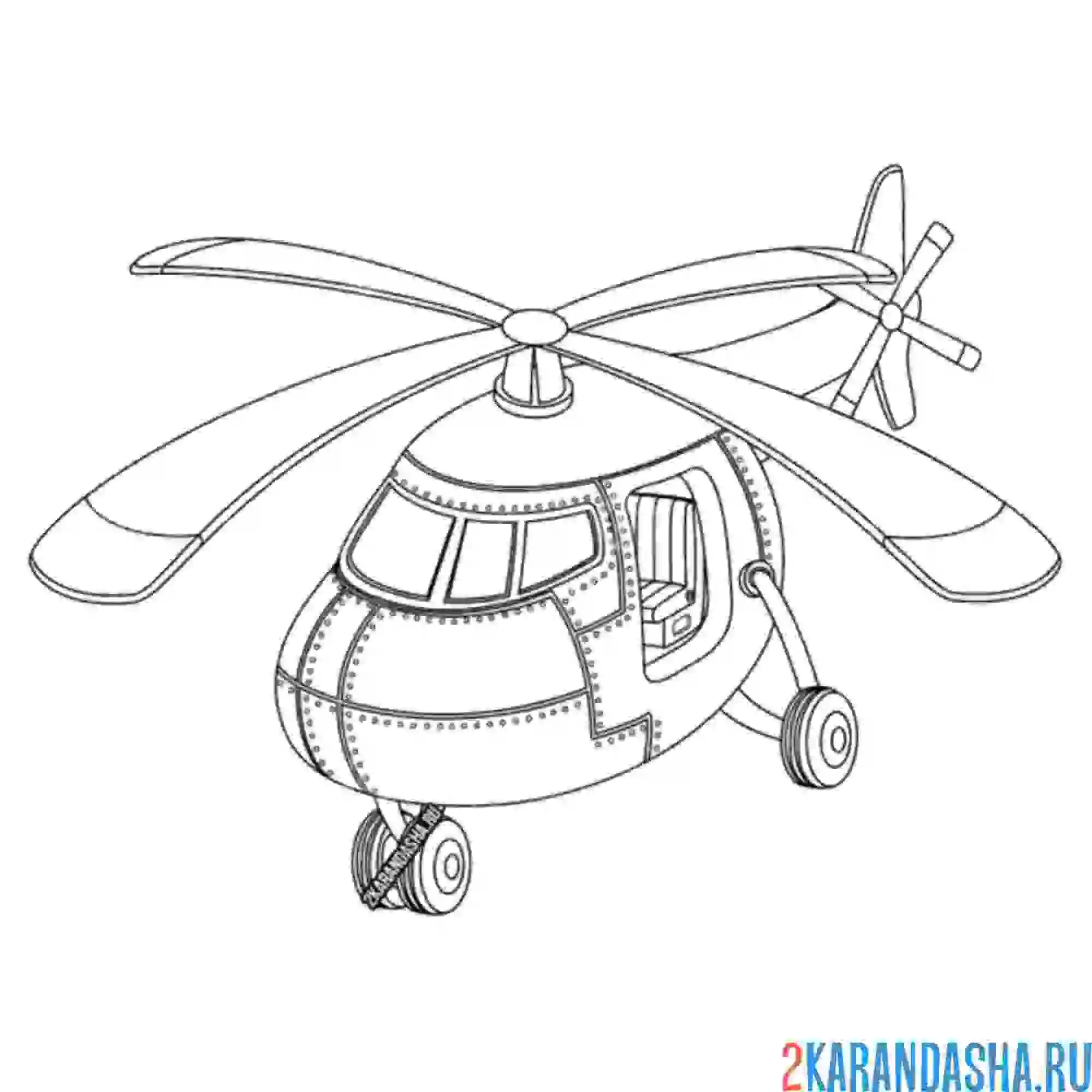 Раскраска вертолет макет простой