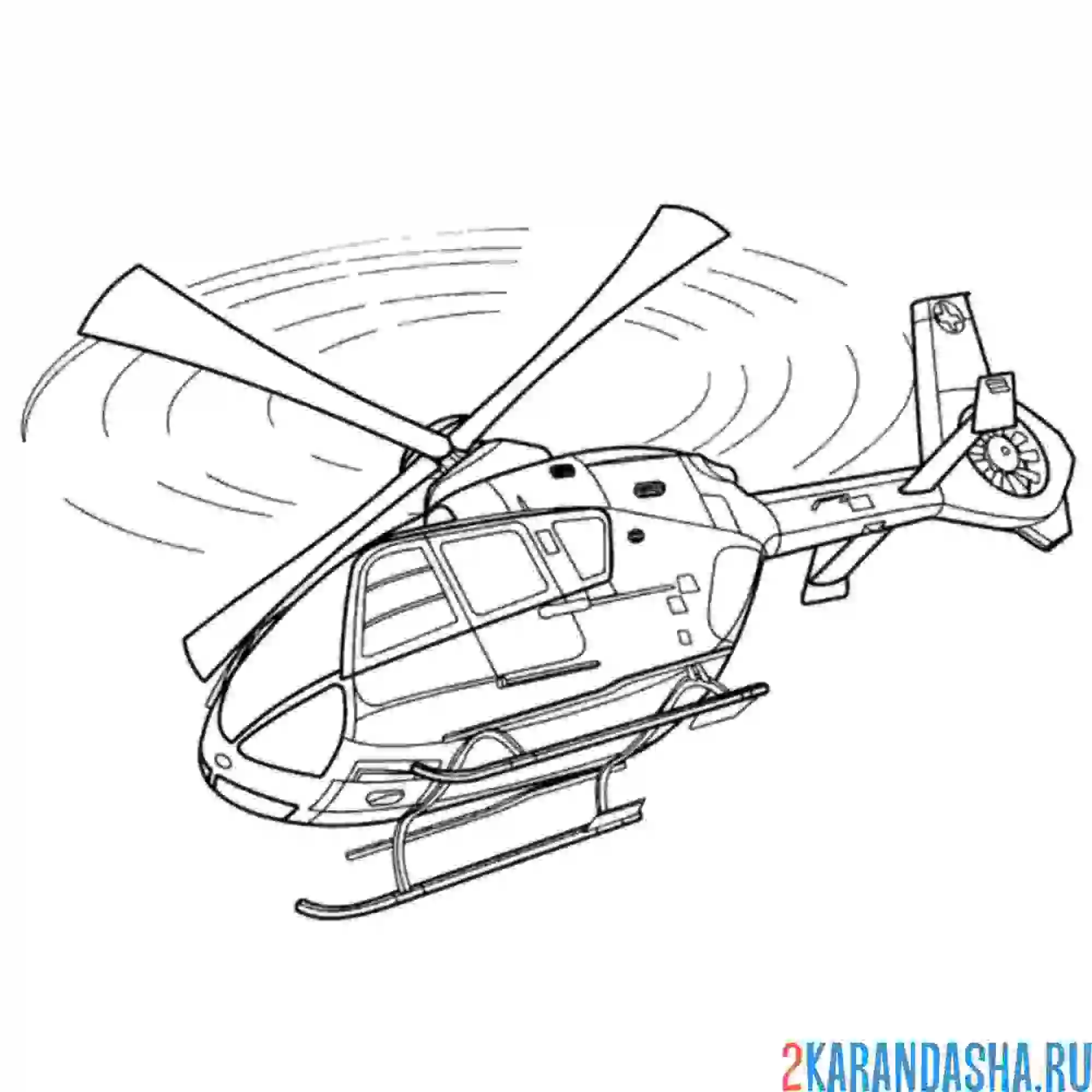 Раскраска вертолет виз снизу