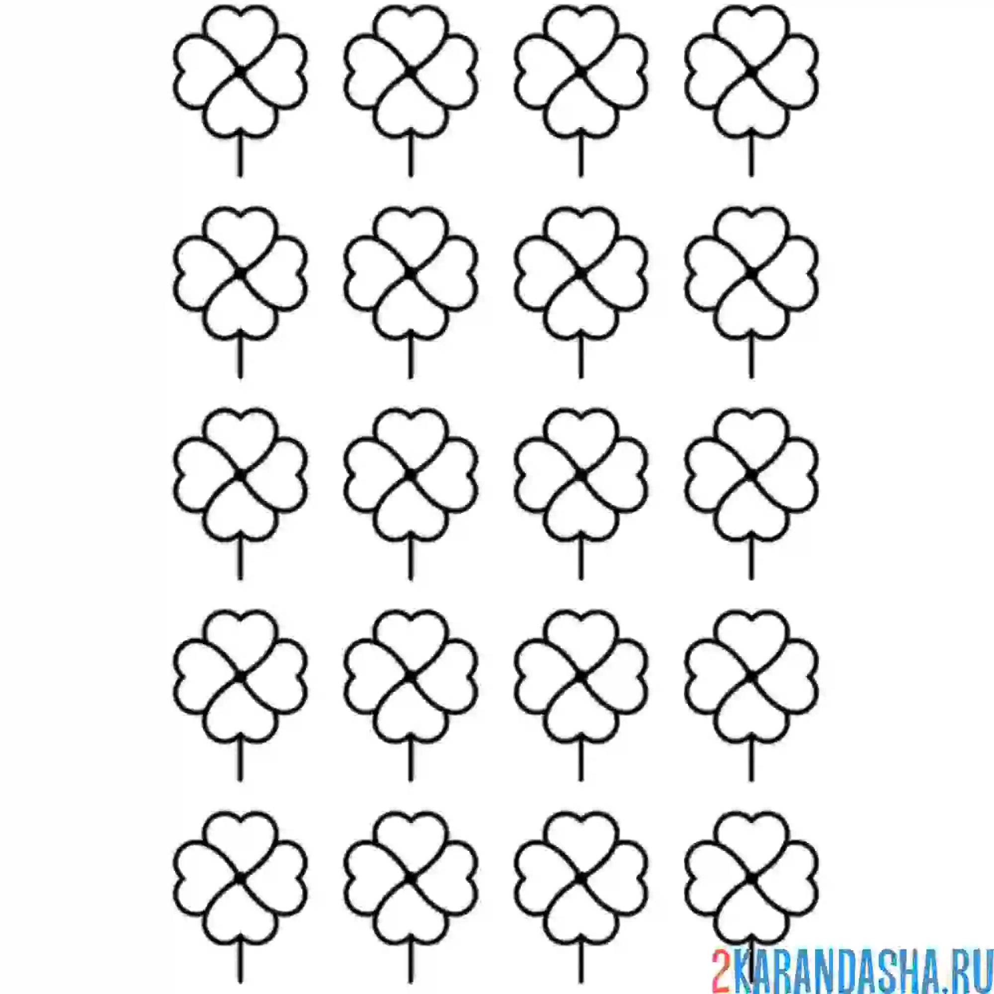 Раскраска клевер листья на одном листе